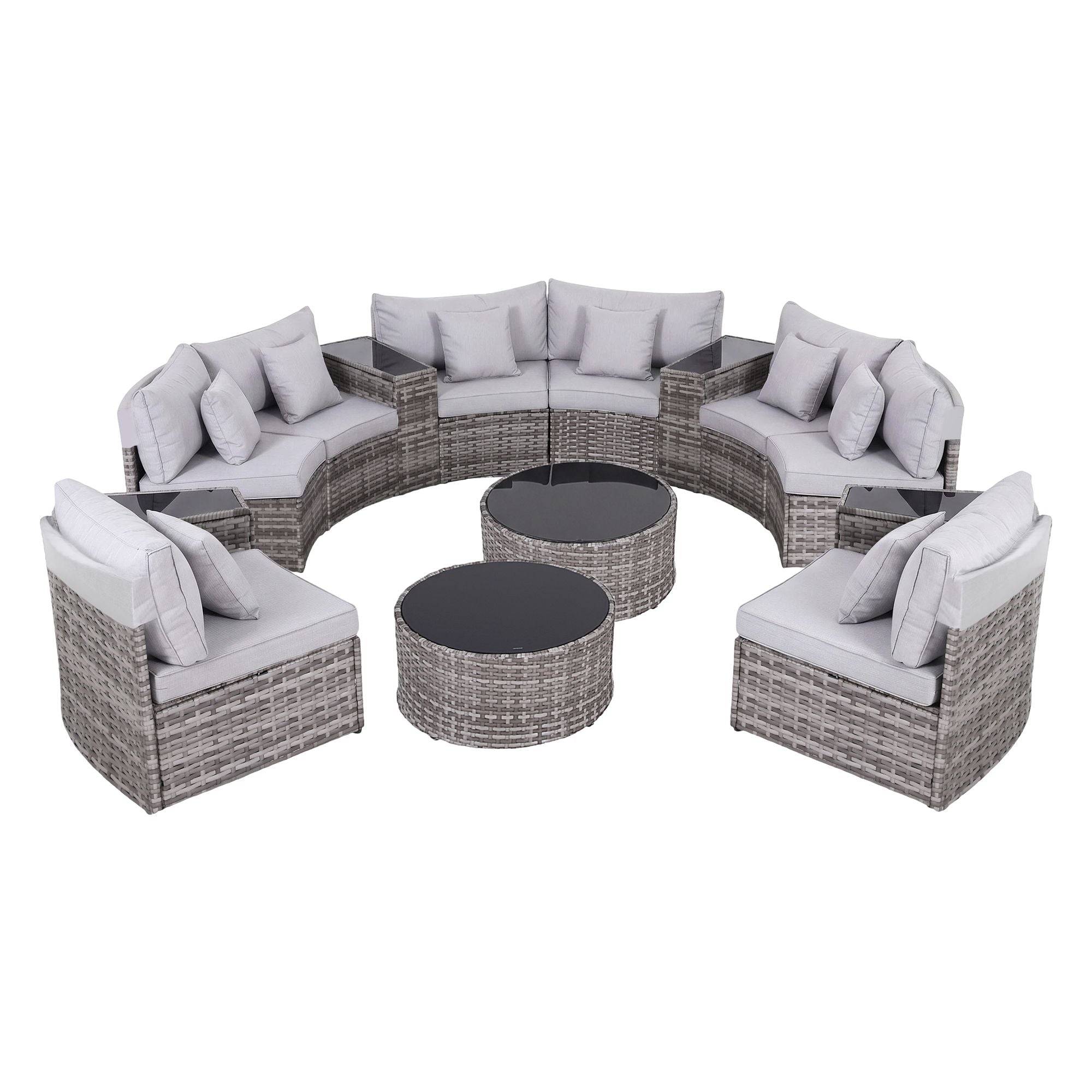 8 Seater Outdoor Sofa Set 14PCS Table Chair Set Rattan Patio Furniture