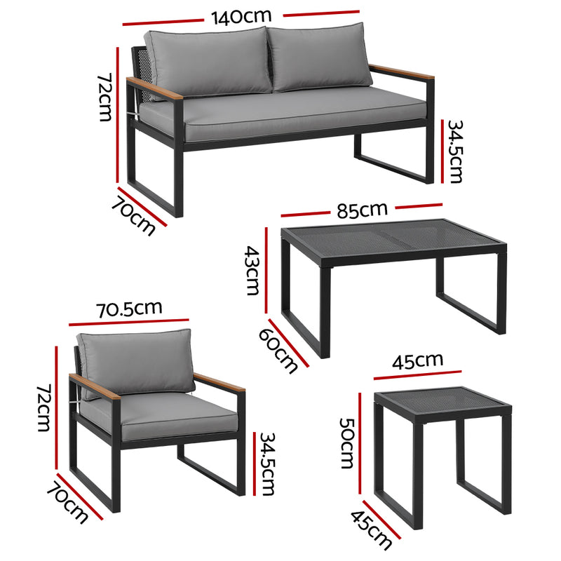 3 Seater Corner Steel Modular Lounge Setting