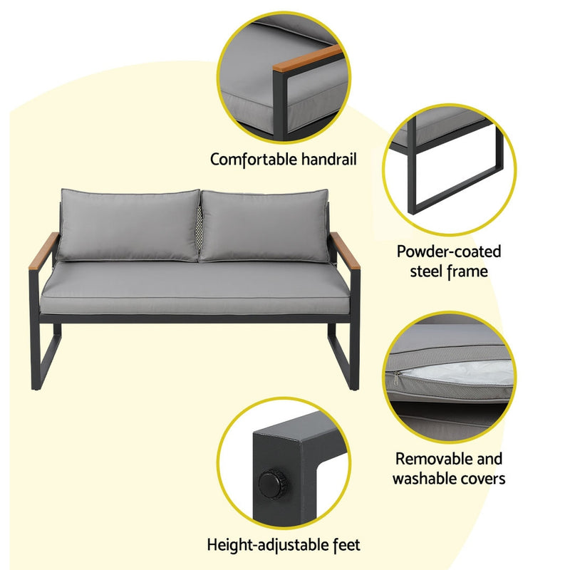 3 Seater Corner Steel Modular Lounge Setting