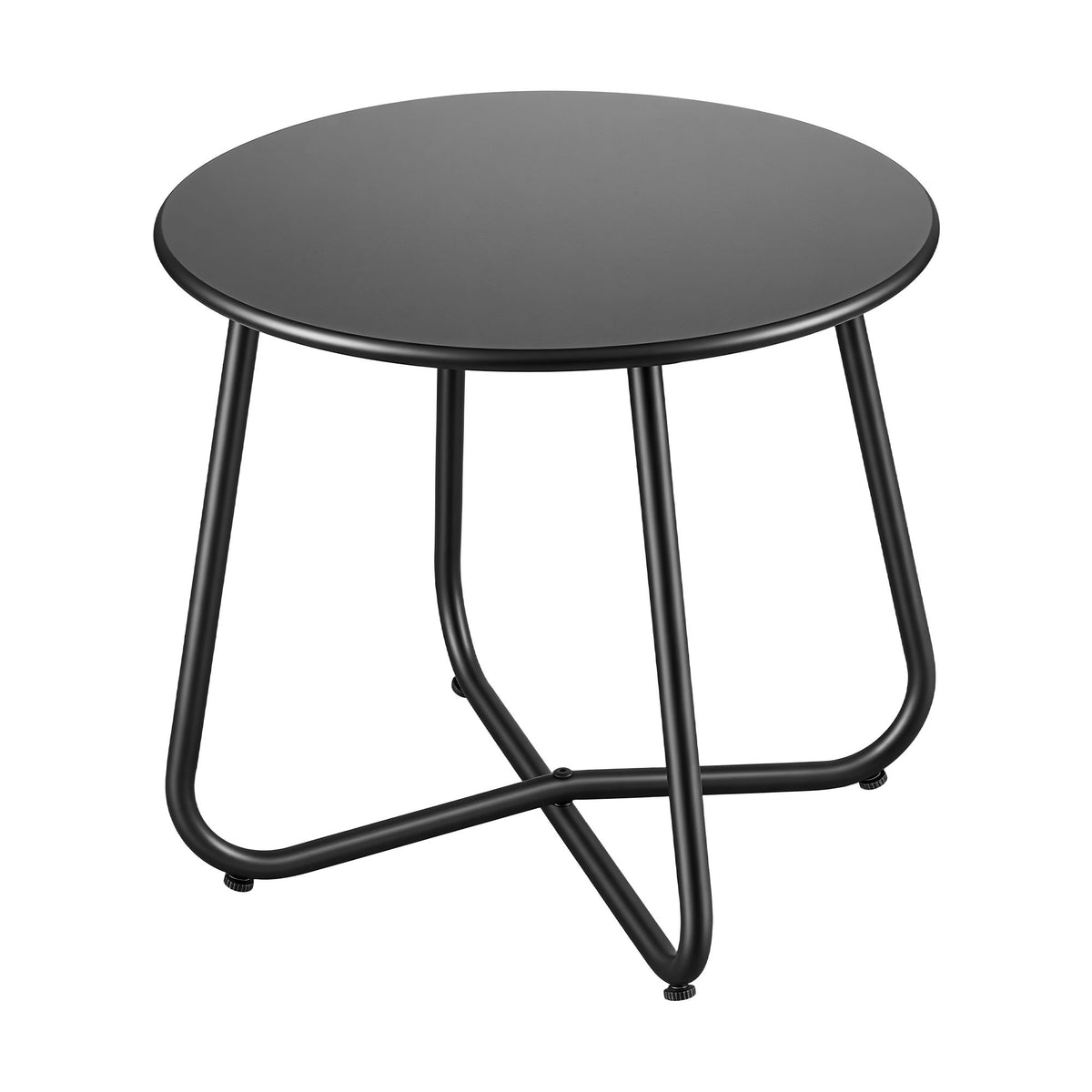 Outdoor Side Table with Steel Frame for Patio Balcony Garden - Black