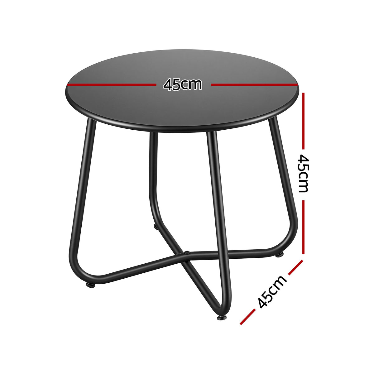 Outdoor Side Table with Steel Frame for Patio Balcony Garden - Black