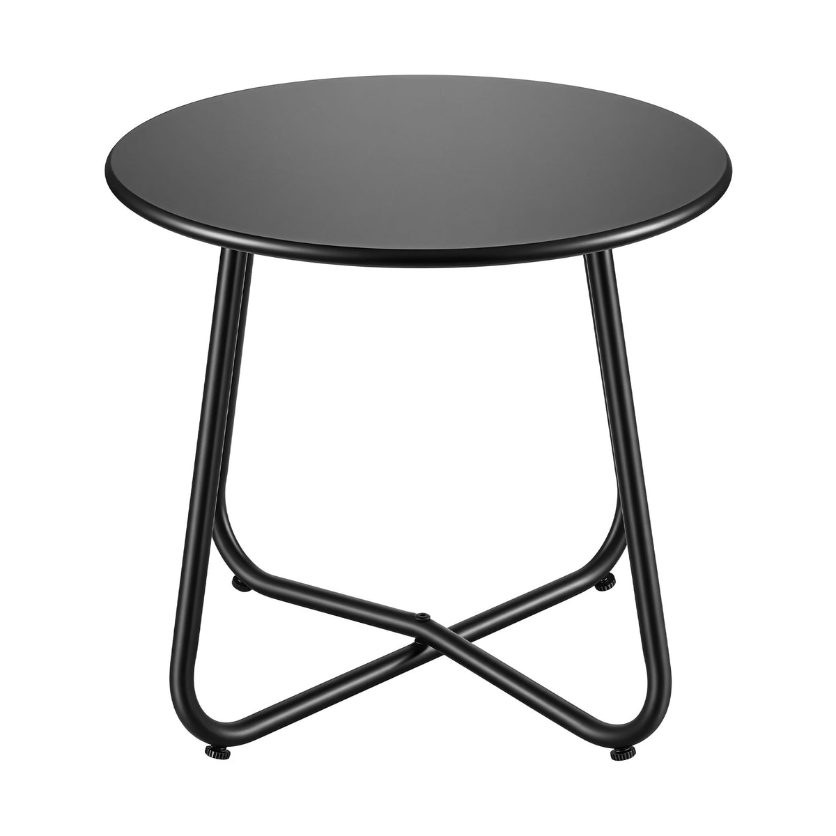Outdoor Side Table with Steel Frame for Patio Balcony Garden - Black