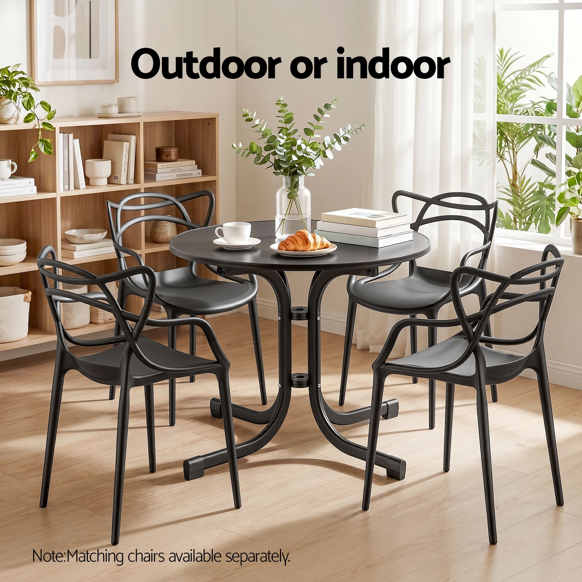 80cm Folding Outdoor Round Bistro Side Table - Black