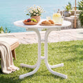 80cm Folding Outdoor Round Bistro Side Table with Steel Frame - White