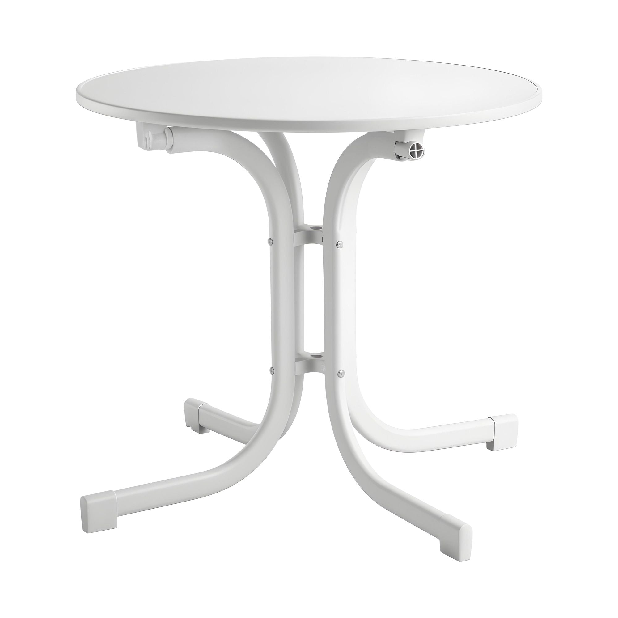 80cm Folding Outdoor Round Bistro Side Table with Steel Frame - White