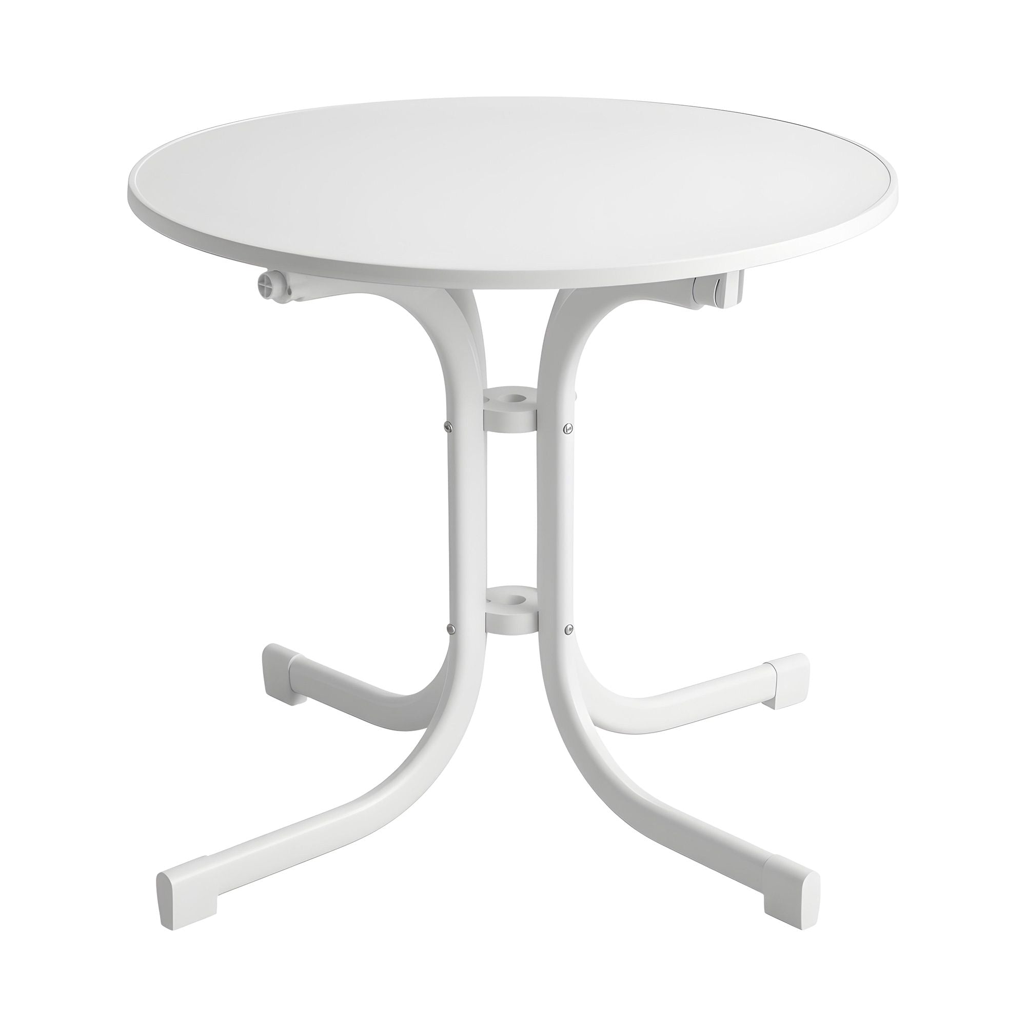 80cm Folding Outdoor Round Bistro Side Table with Steel Frame - White