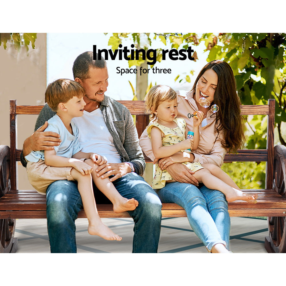 Wooden Wagon Wheel Bench Seat