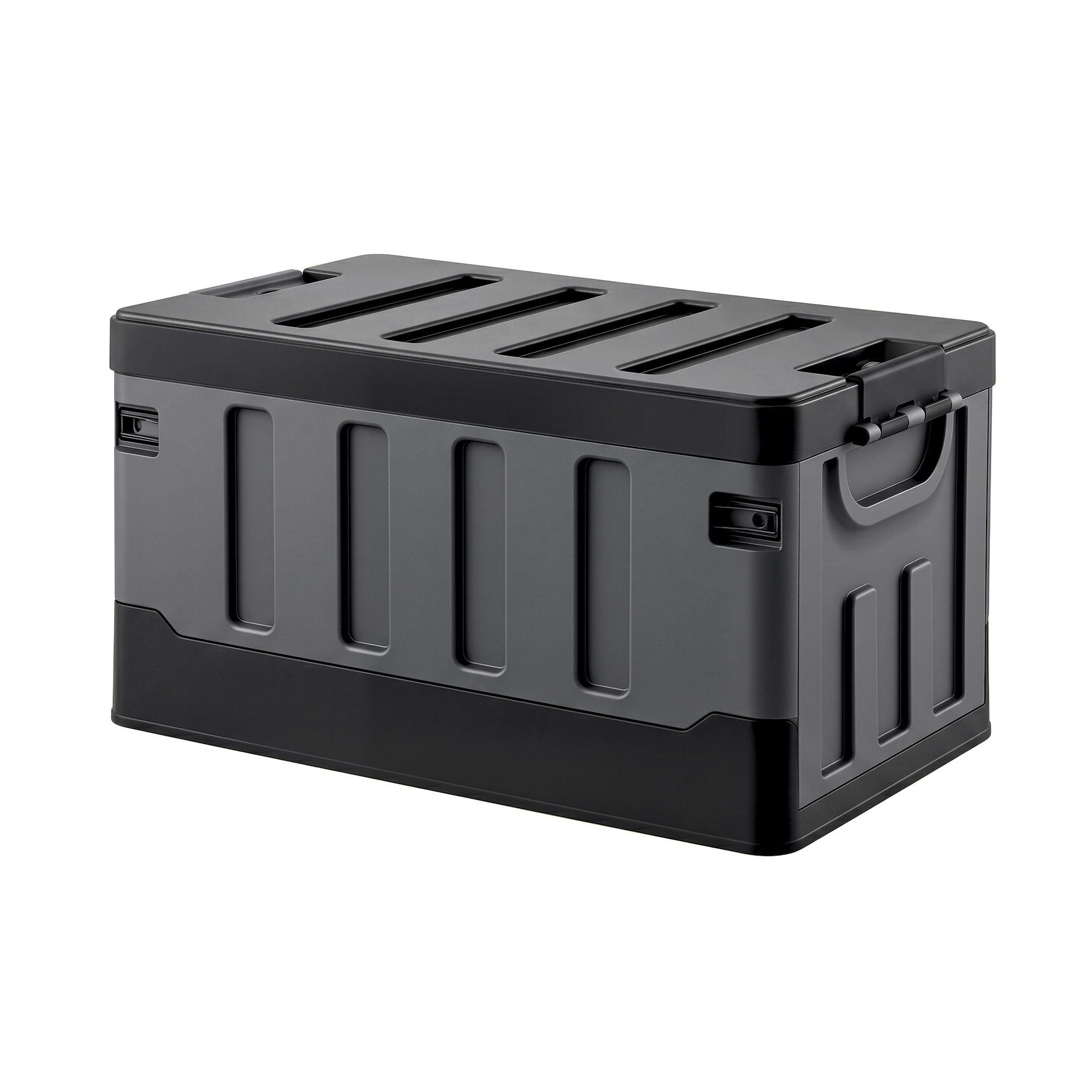 60L Collapsible Stackable Outdoor Storage Box Folding Camping Organizer - Black
