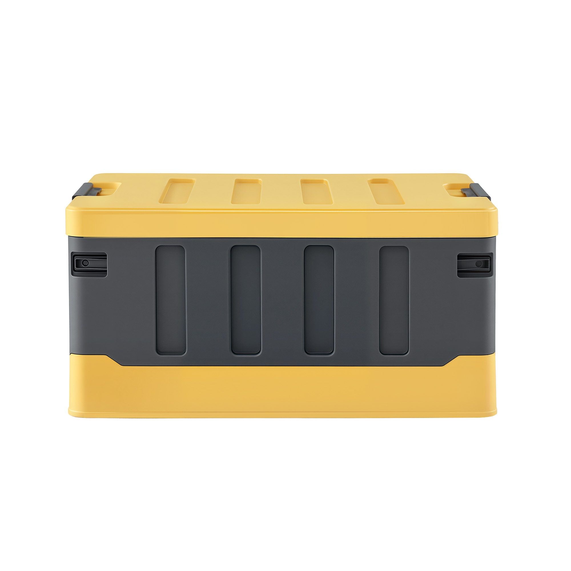 60L Collapsible Stackable Outdoor Storage Box Folding Camping Organizer - Yellow