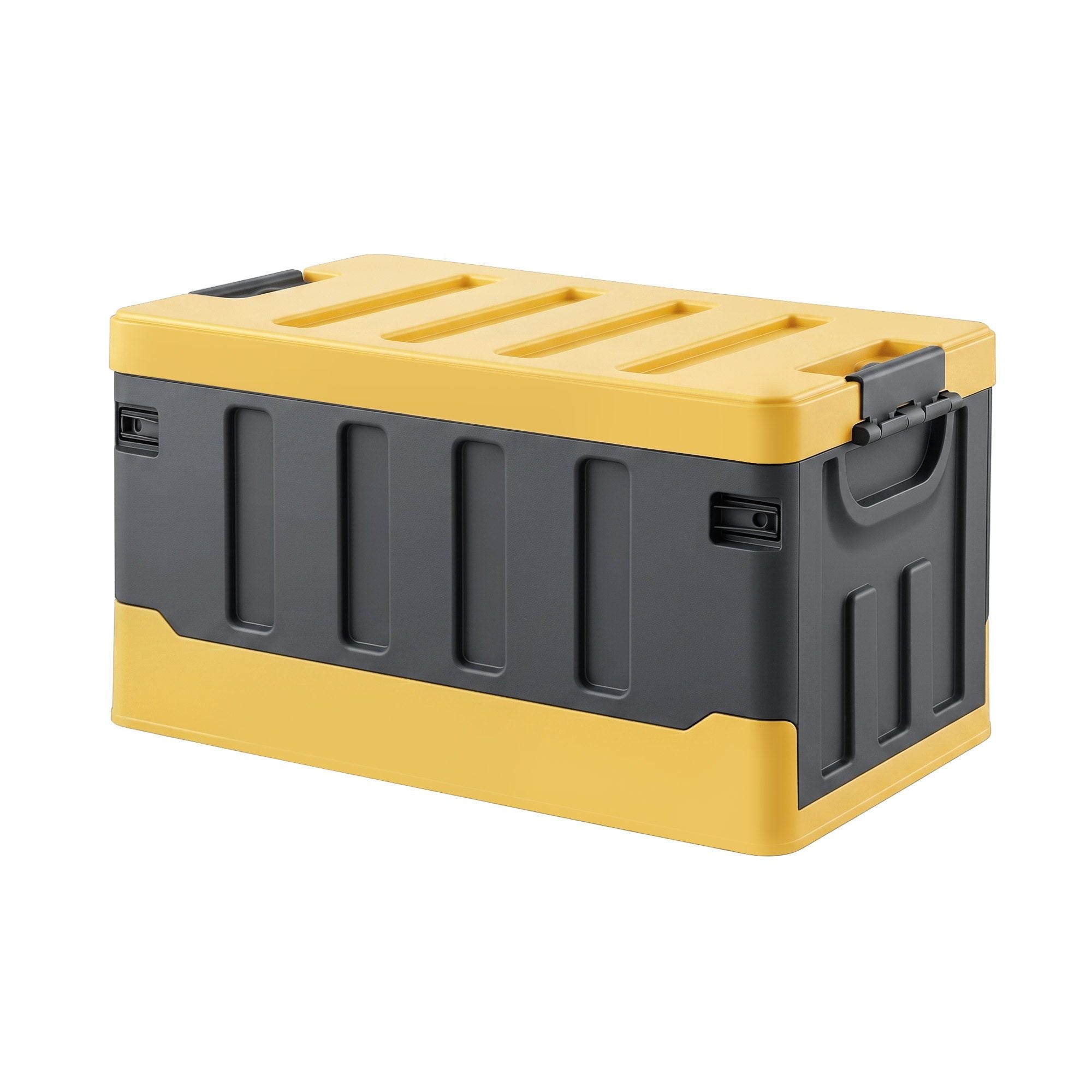 60L Collapsible Stackable Outdoor Storage Box Folding Camping Organizer - Yellow