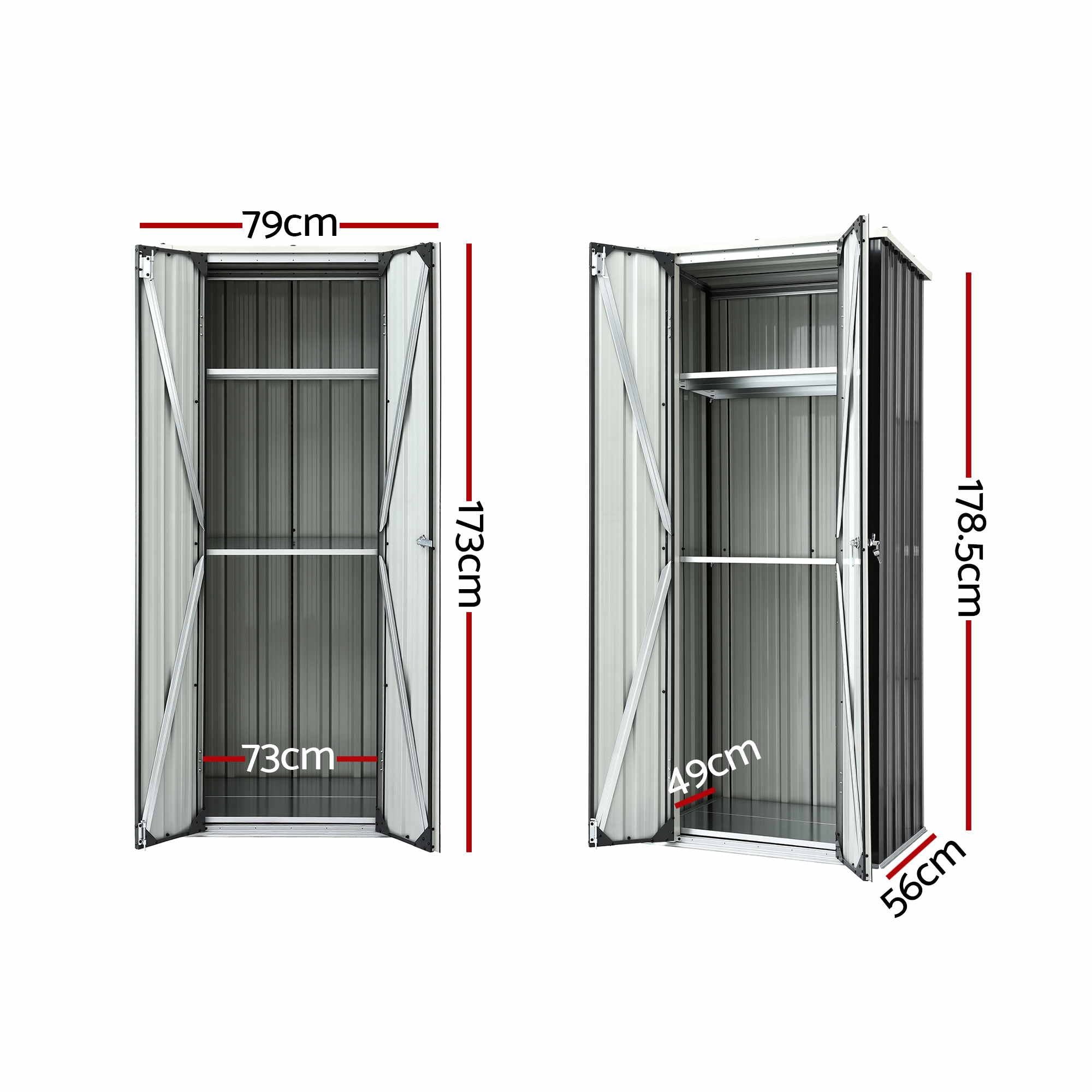 Outdoor Lockable Garden Storage Cabinet with Adjustable Steel Shelves - Black