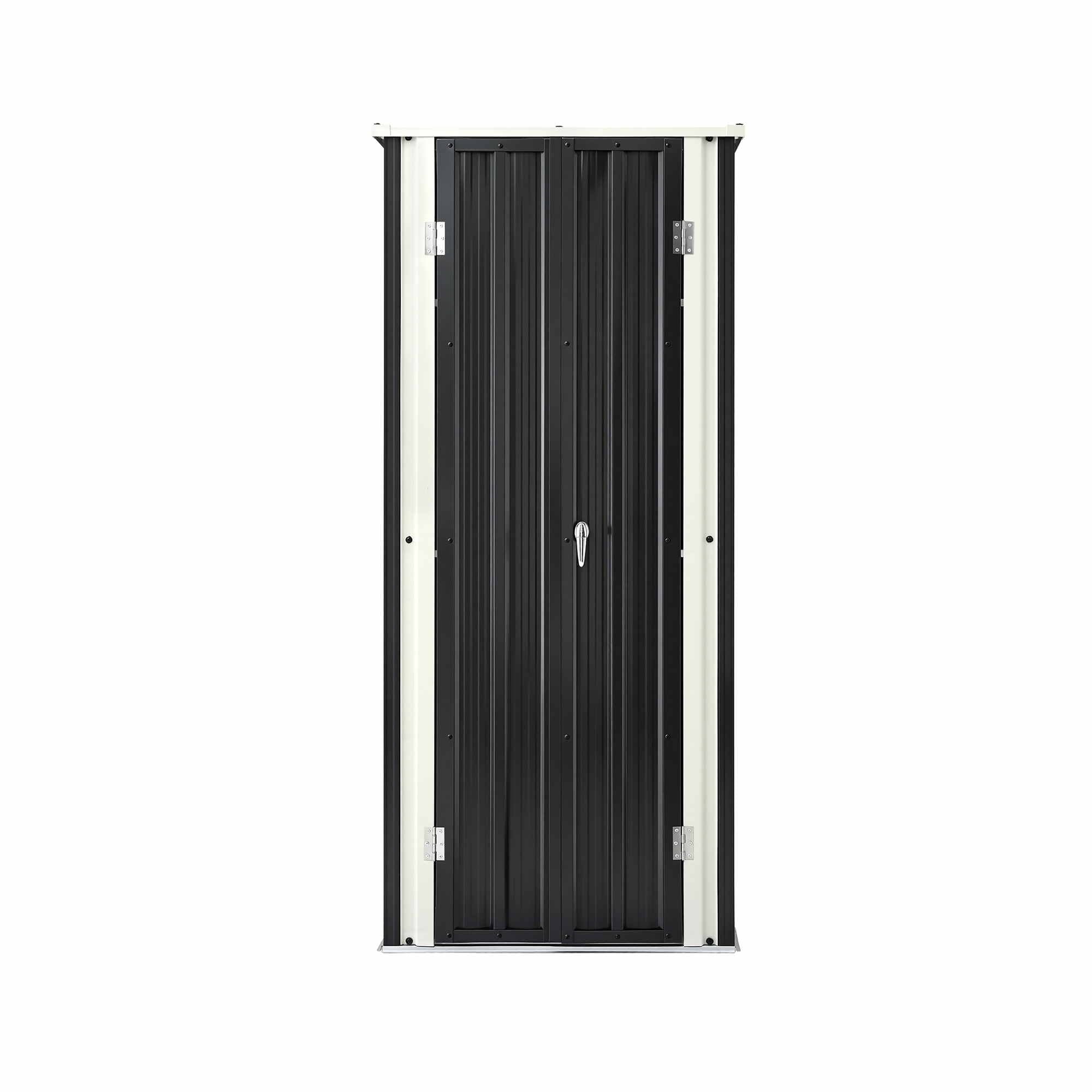 Outdoor Lockable Garden Storage Cabinet with Adjustable Steel Shelves - Black