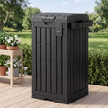 Outdoor Trash Cans Polypropylene Patio Hideaway Bin 110L Black