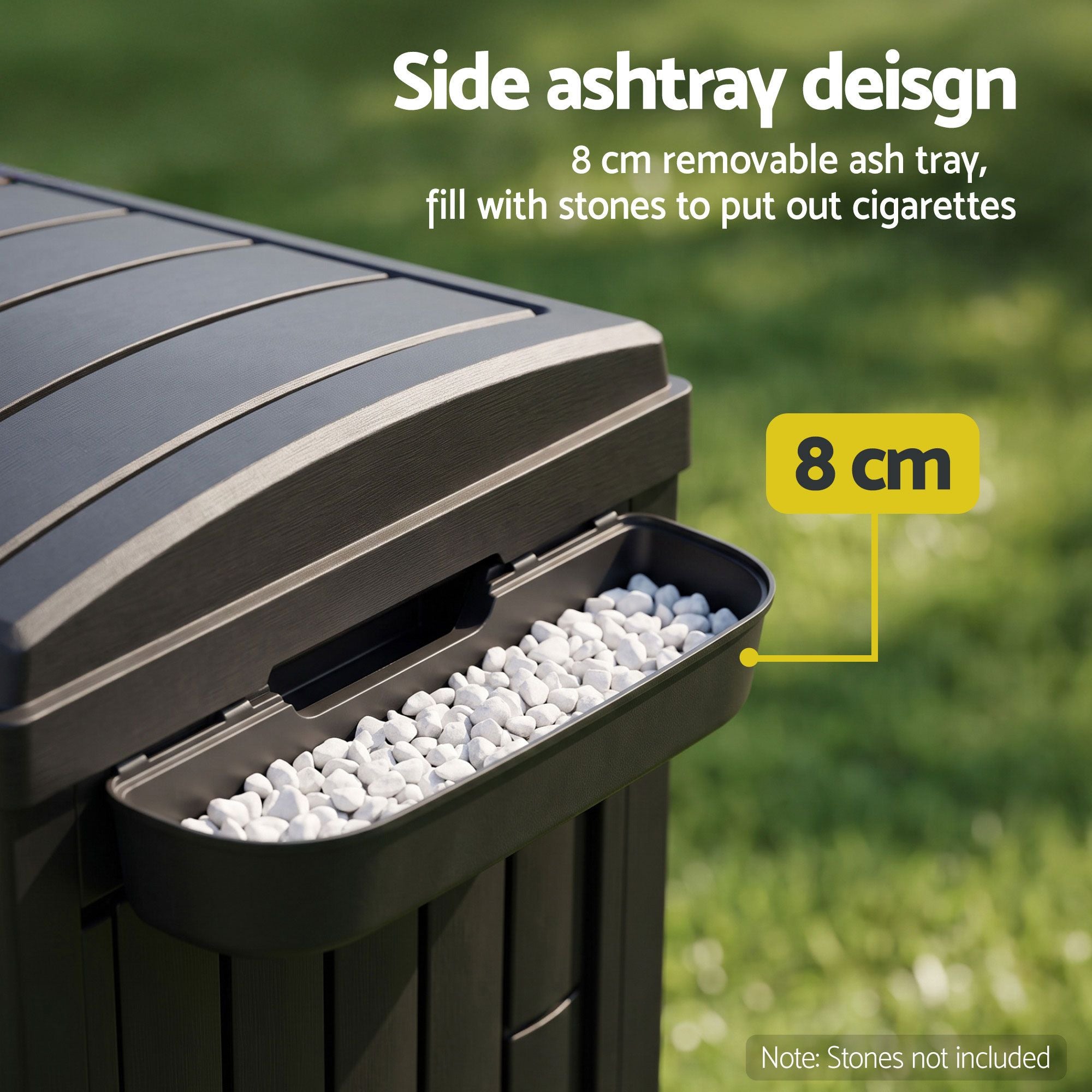 Outdoor Trash Cans Polypropylene Patio Hideaway Bin 110L Black