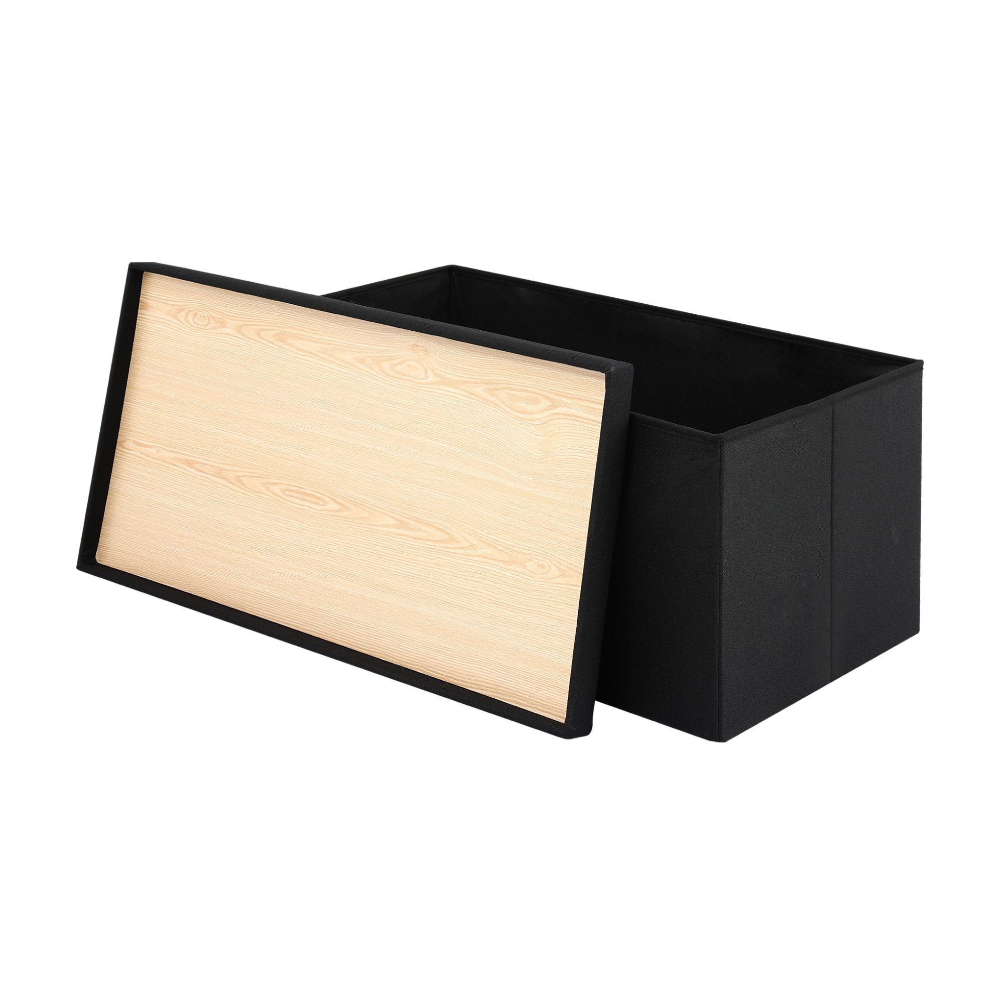Storage Ottoman Bench Folding Blanket Box Toy Organiser Foot Stool Black