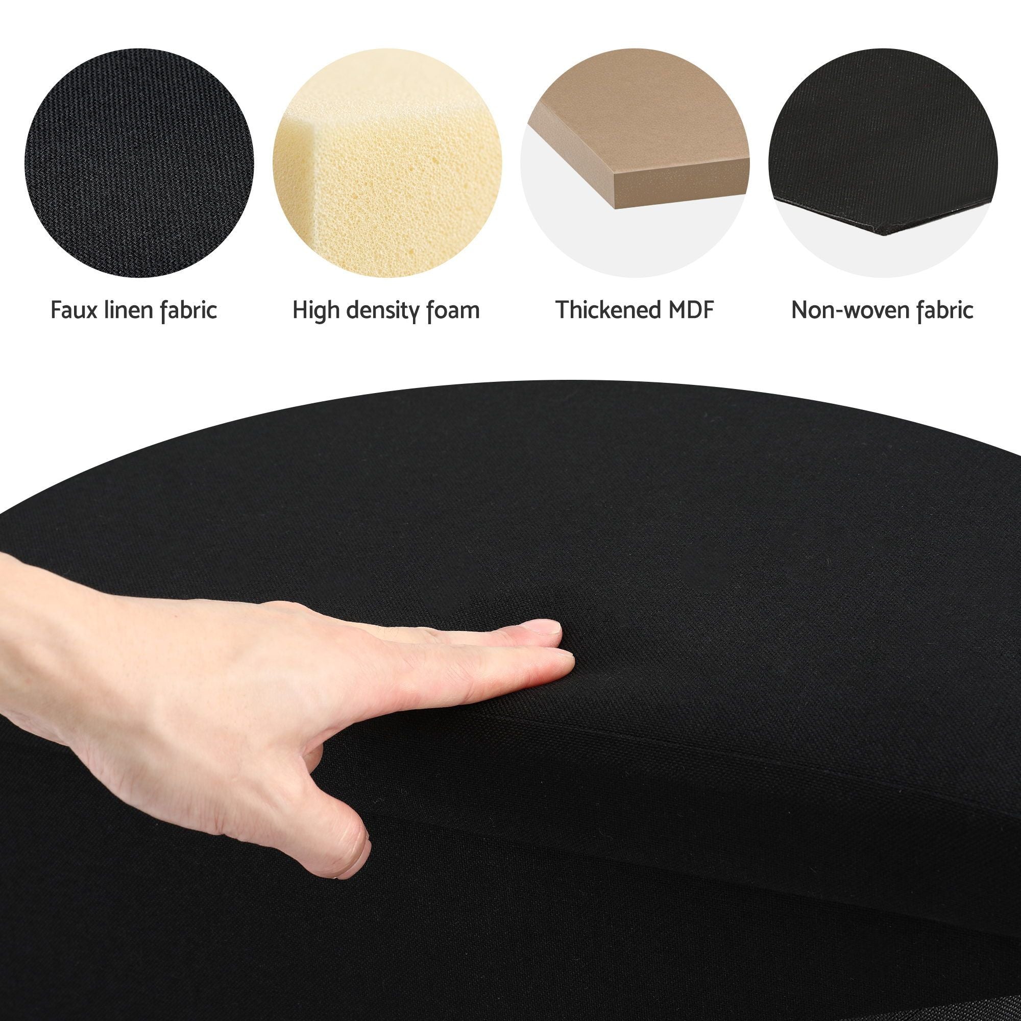 Storage Ottoman Bench Folding Blanket Box Toy Organiser Foot Stool Black