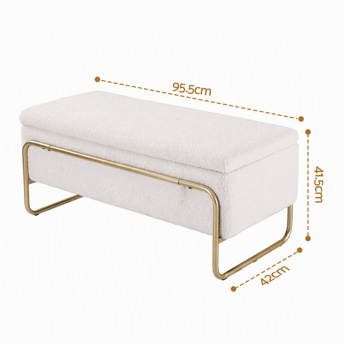 Storage Ottoman with Padded Boucle Seat and Hidden Compartment - Cream White