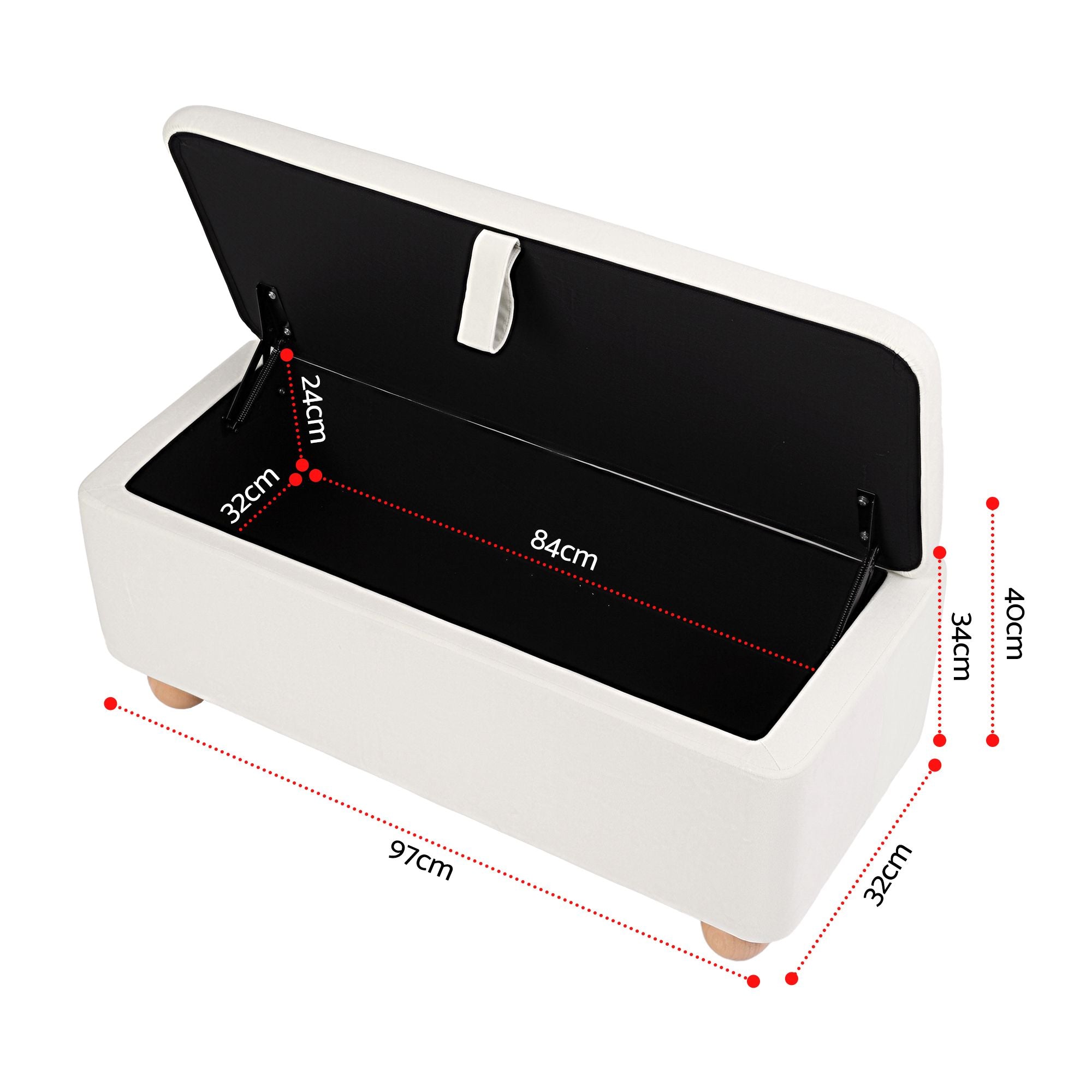 Storage Ottoman Velvet Blanket Box Hidden Bench 97cm - Beige