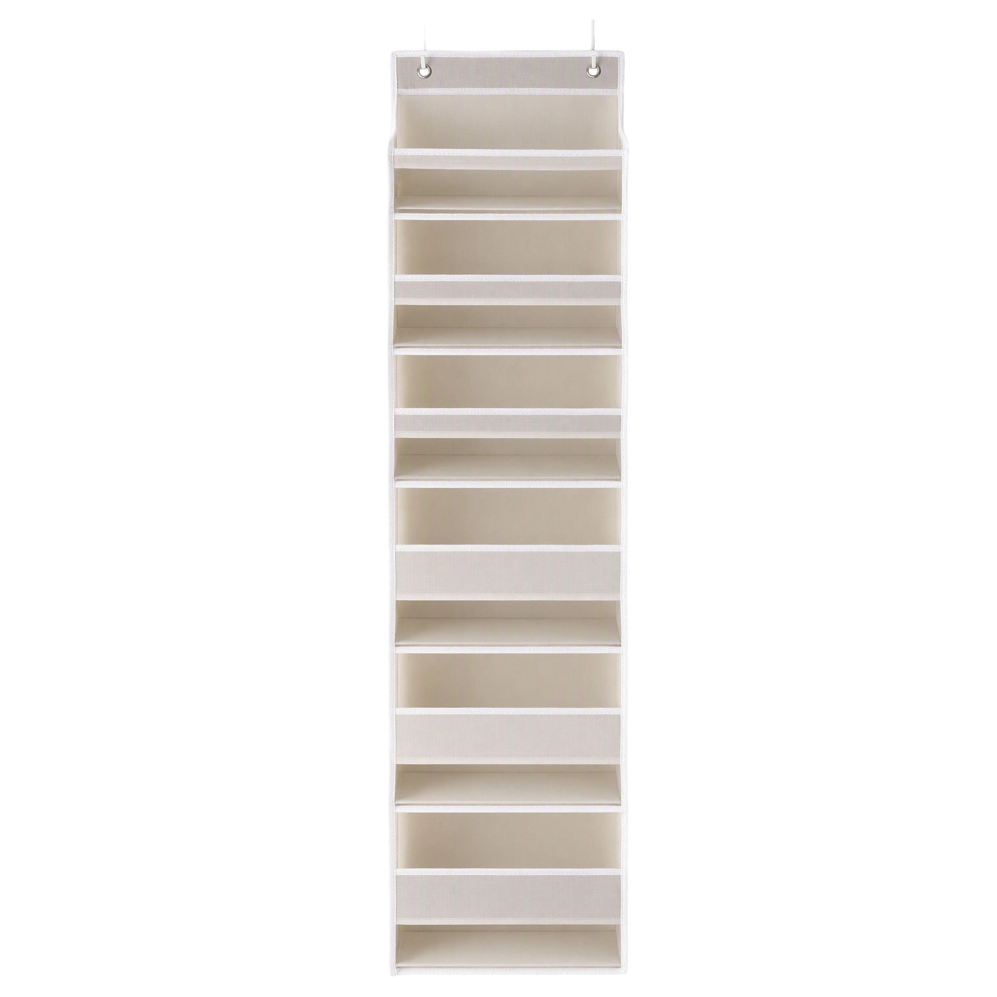 Over Door Storage Hanger Pantry 6-Tier 12 Pockets Fabric Organiser Beige