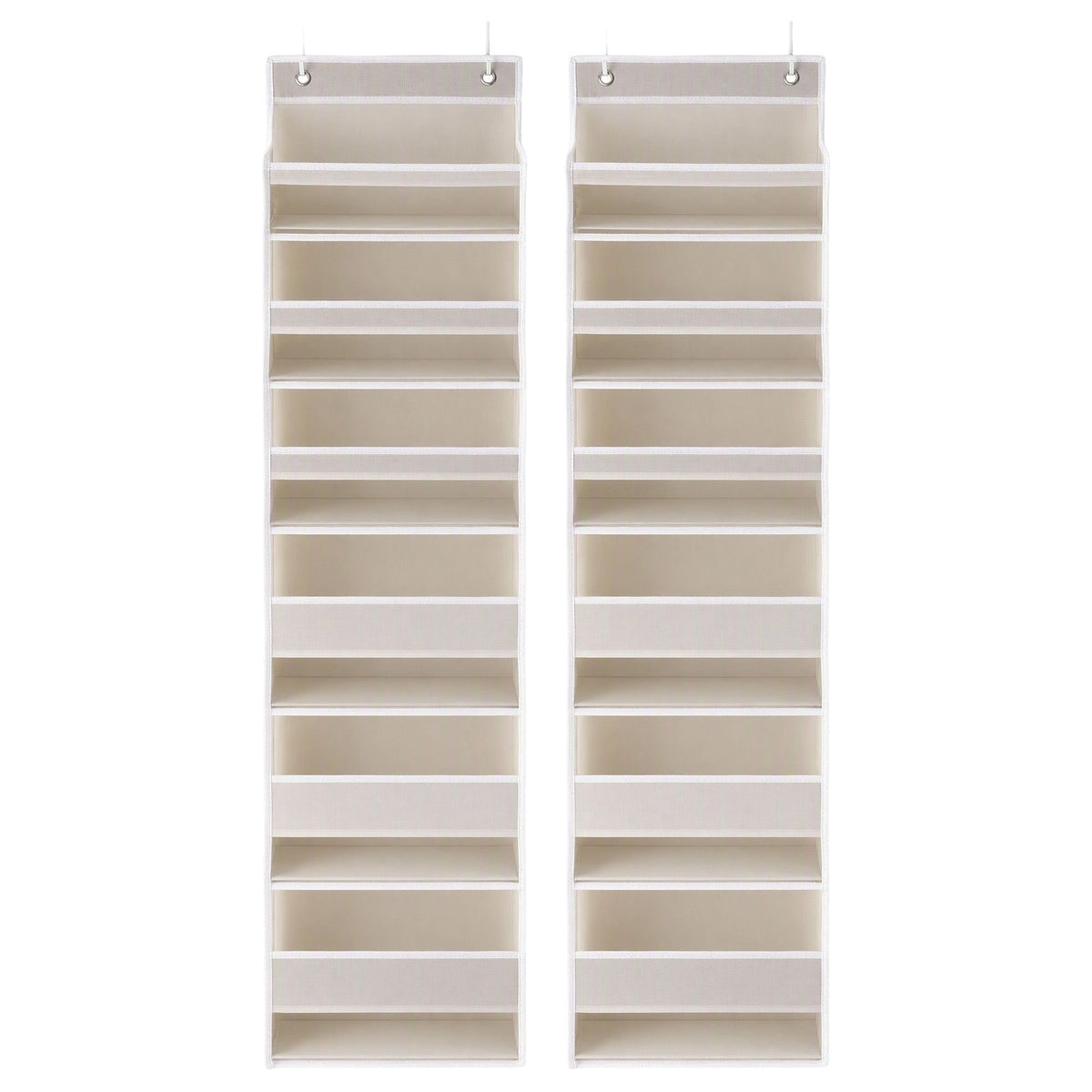 2X Over Door Storage Hangers Pantry 6-Tier Organiser Pockets Fabric Beige
