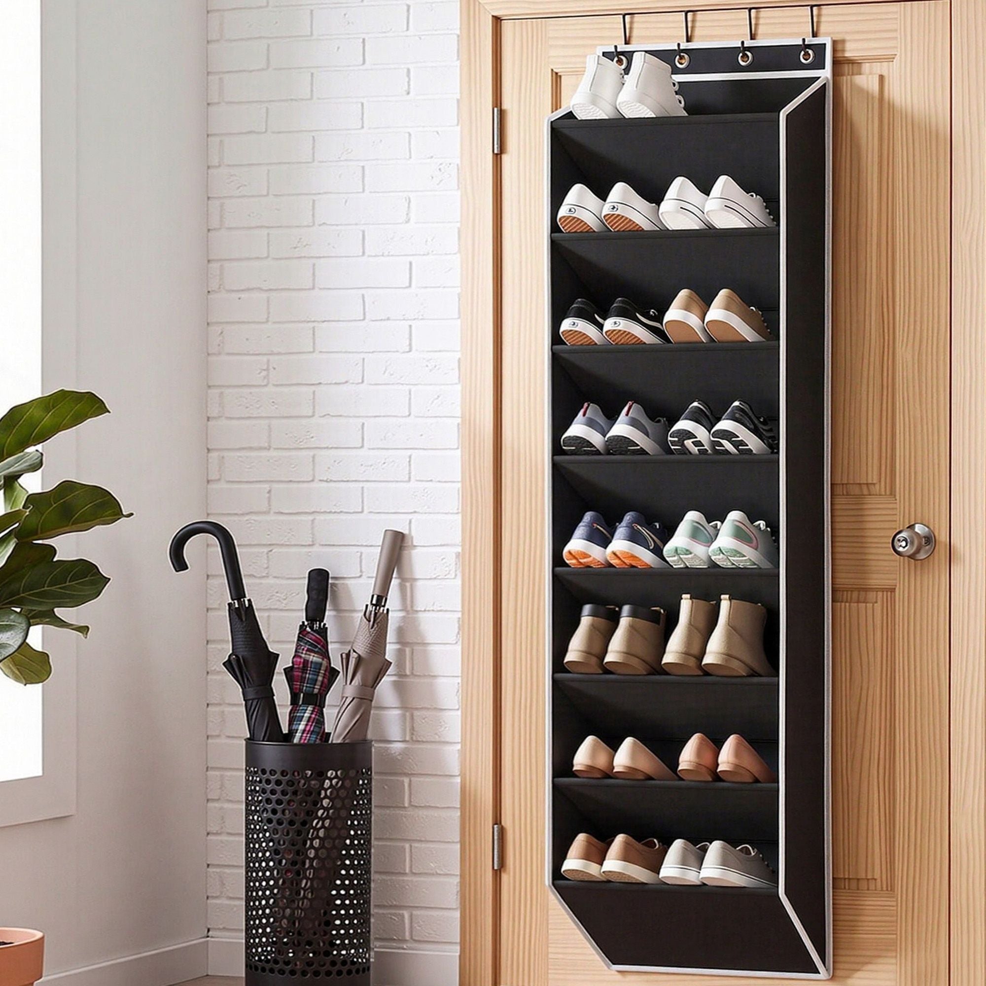 Over Door Shoe Organiser Storage 8-Tier Pantry Hanger Rack Fabric Black