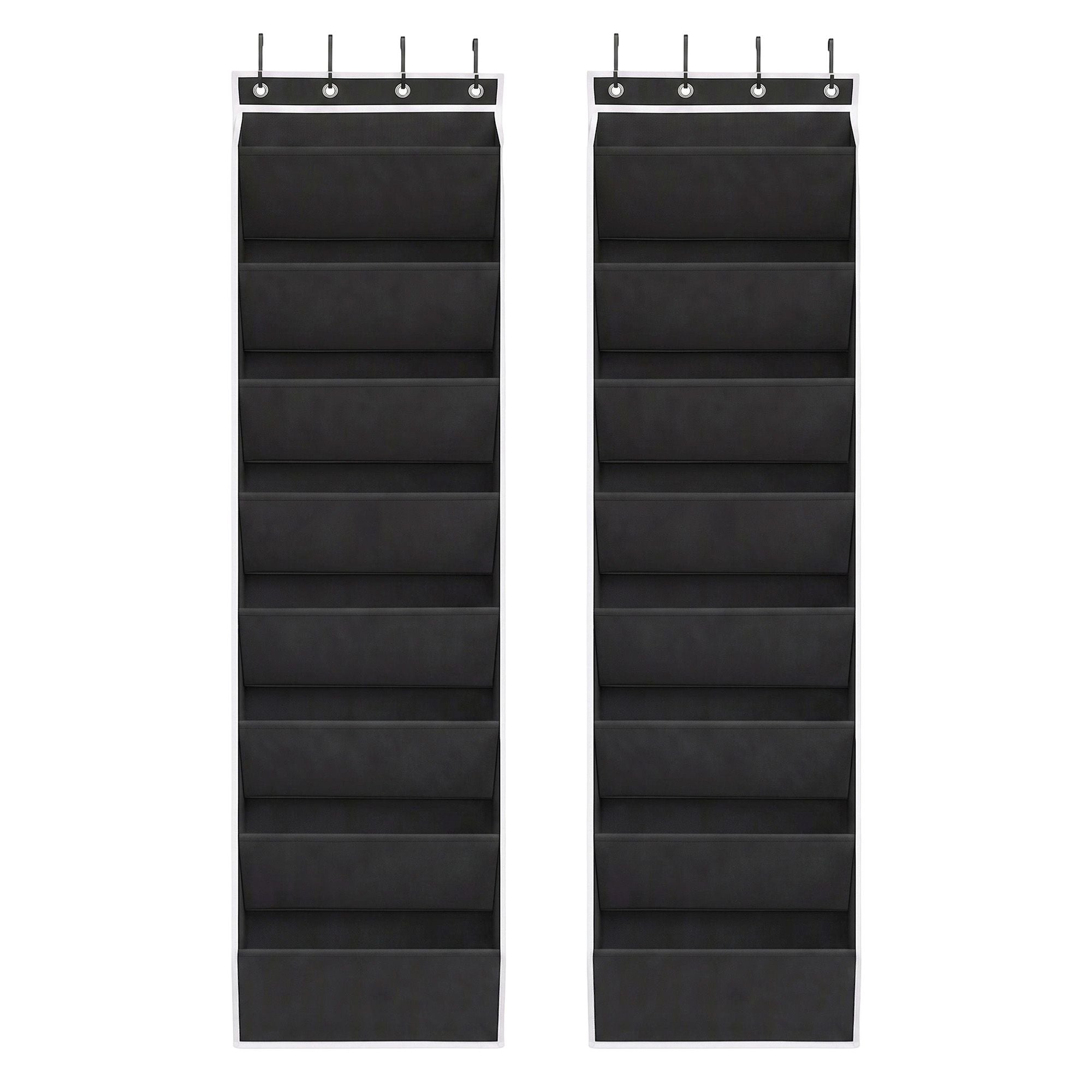 Over Door Shoe Organiser Storage X2 8-Tier Pantry Hanger Fabric Black
