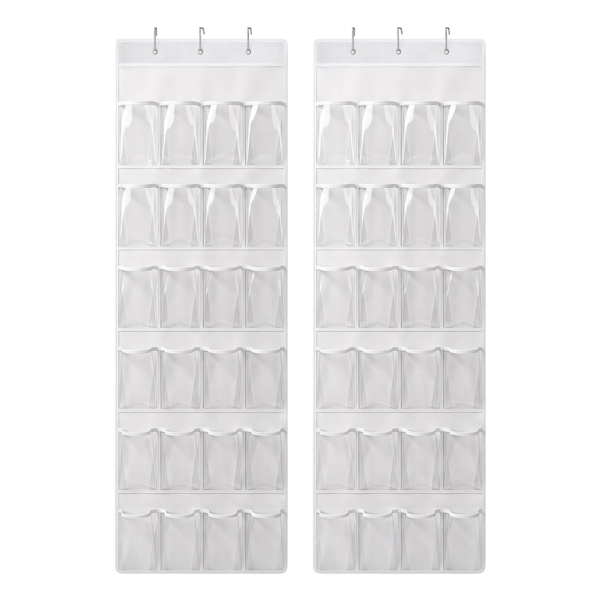 Over Door Shoe Organiser Storage X2 6-Tier Pantry Hanger 24 Pockets White