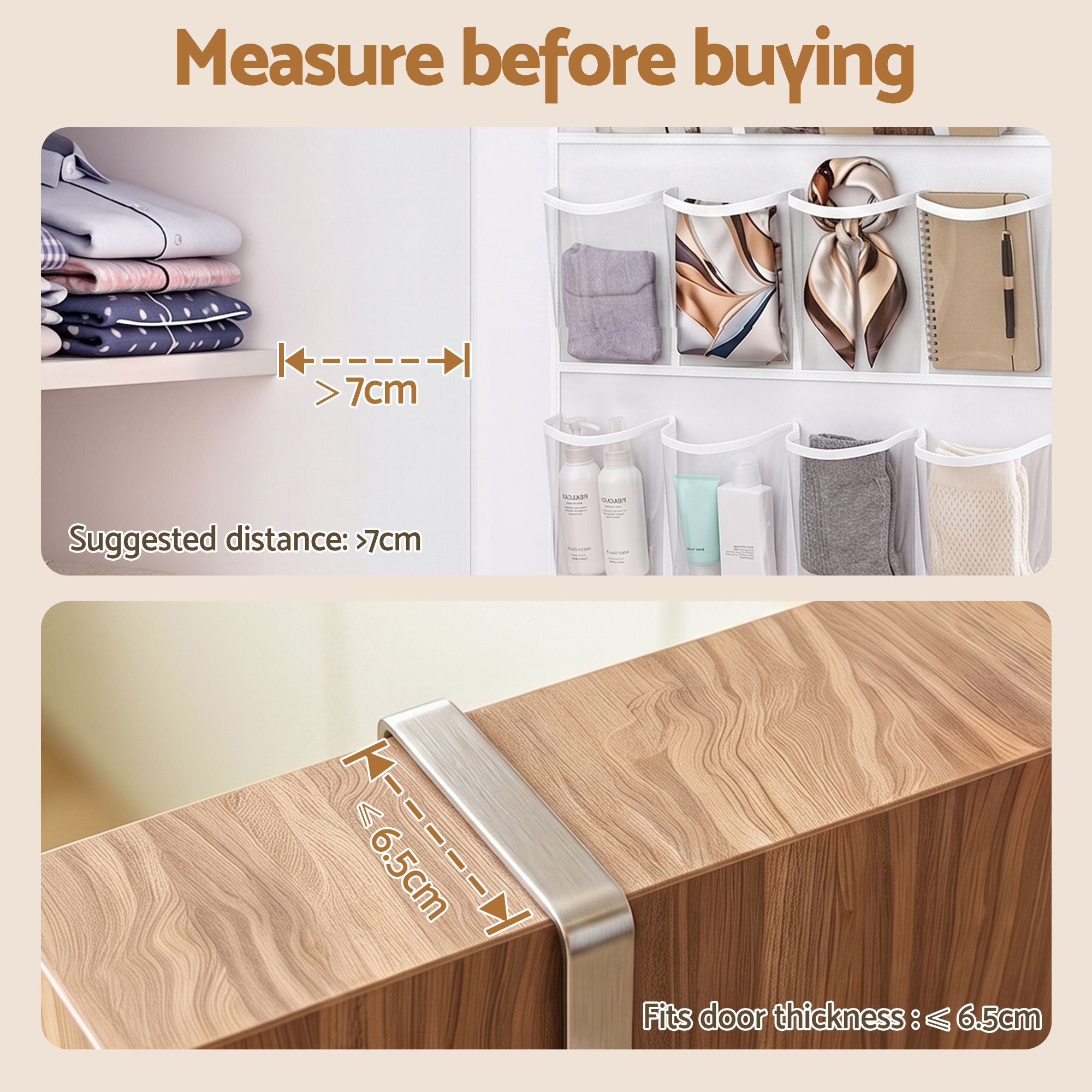 Over Door Shoe Organiser Storage X2 6-Tier Pantry Hanger 24 Pockets White