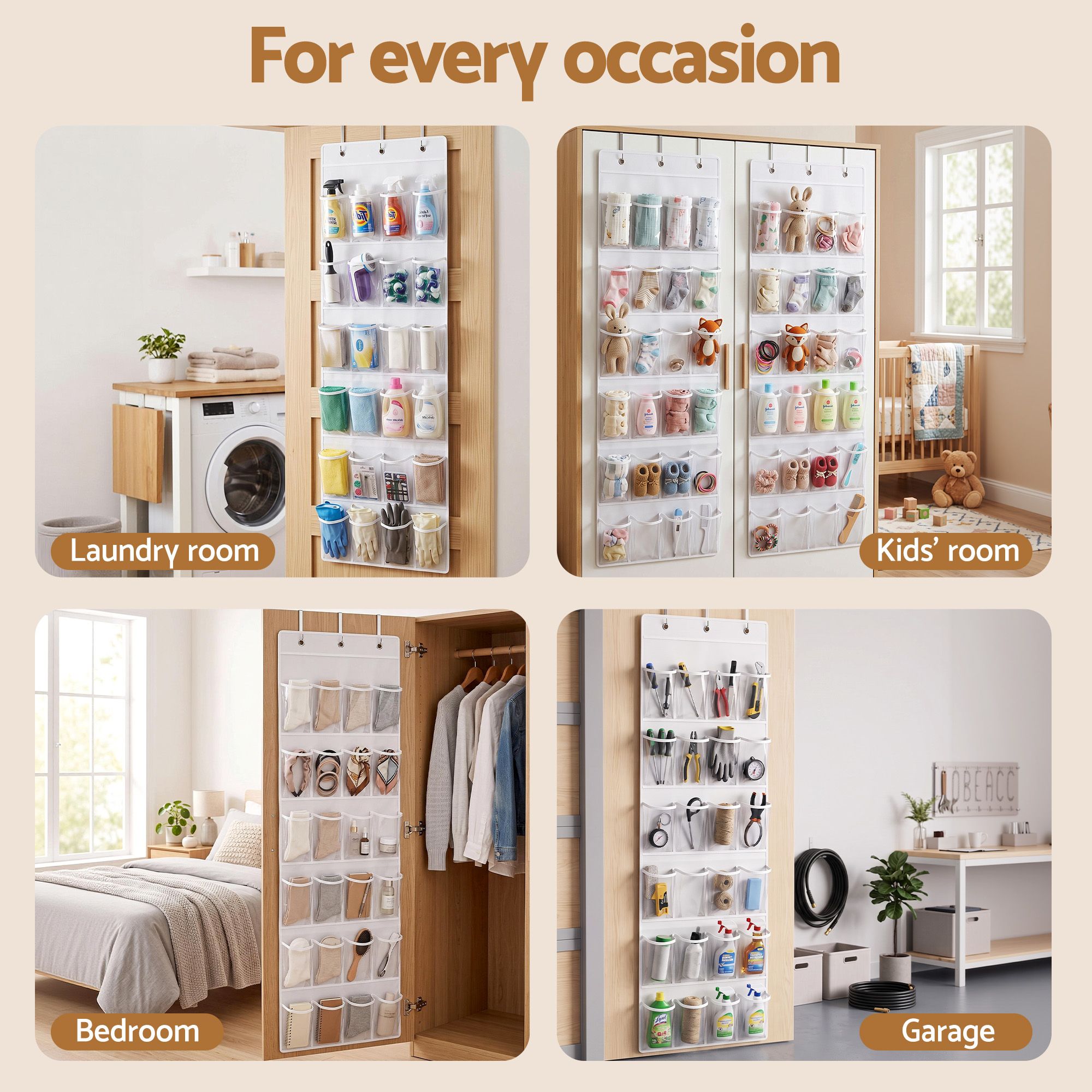 Over Door Shoe Organiser Storage X2 6-Tier Pantry Hanger 24 Pockets White