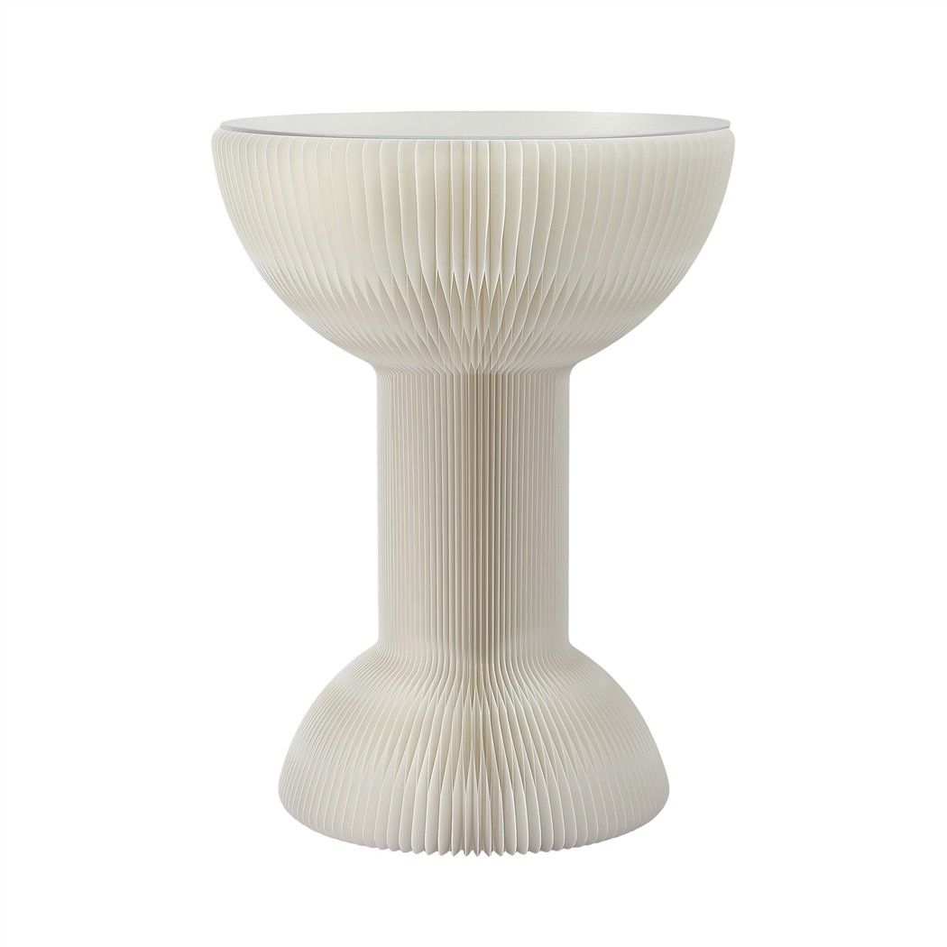 Artiss Paper End Table Honeycomb Coffee Table Foldable Round Bedside Side Table White 40x55cm