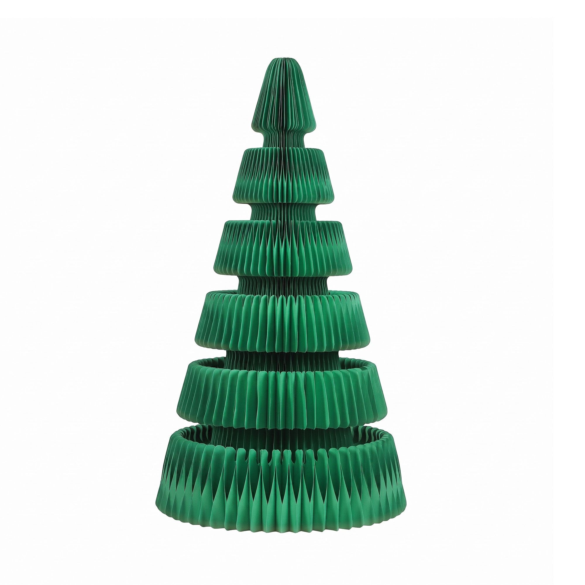 Paper Christmas Tree 111CM w/ Star Topper LEDs Xmas Decorations Kit Home Office Green
