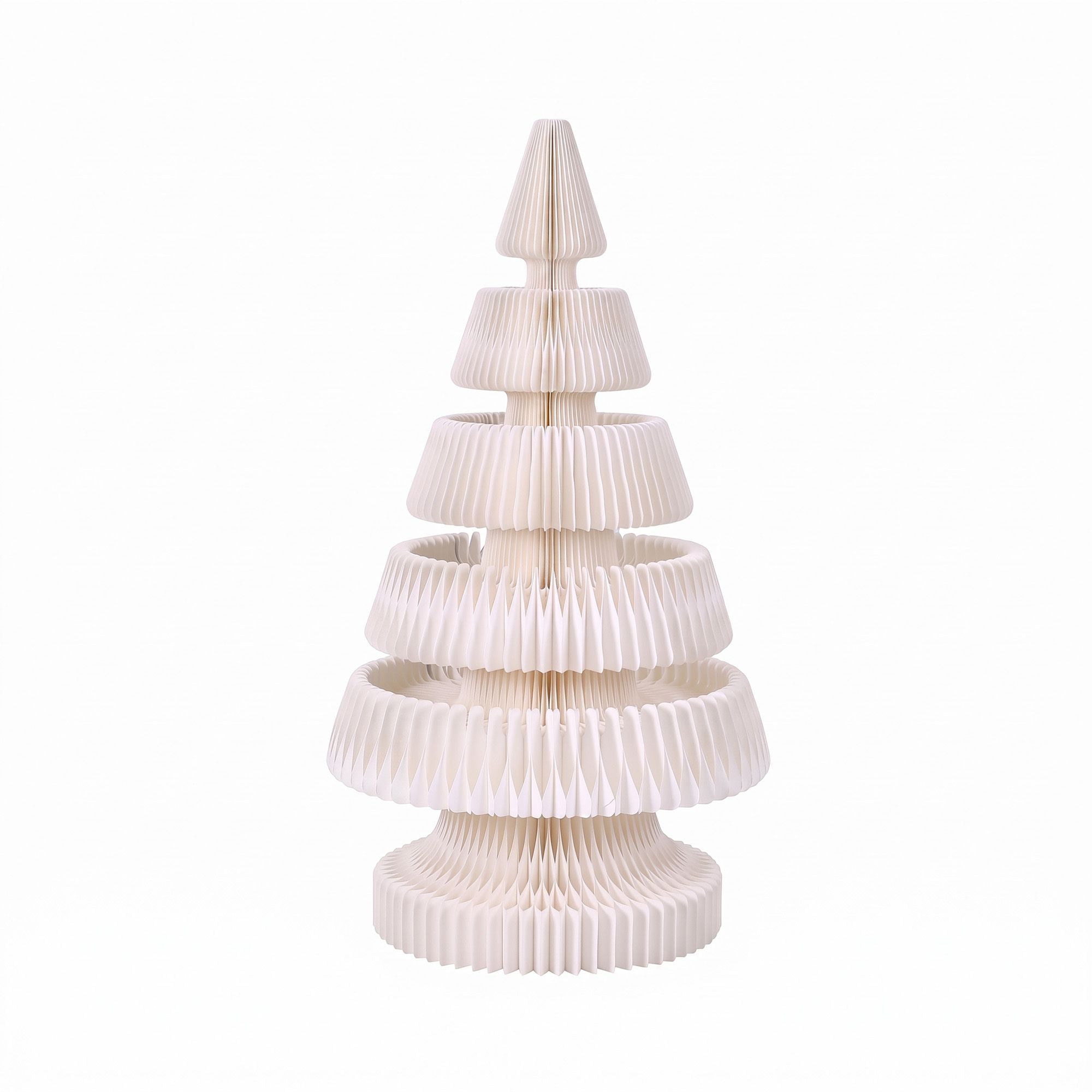 Paper Christmas Tree 114CM w/ Star Topper LEDs Xmas Decorations Kit Home Office White