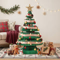 Paper Christmas Tree 87CM w/ Star Topper LEDs Xmas Decorations Kit Home Office Green