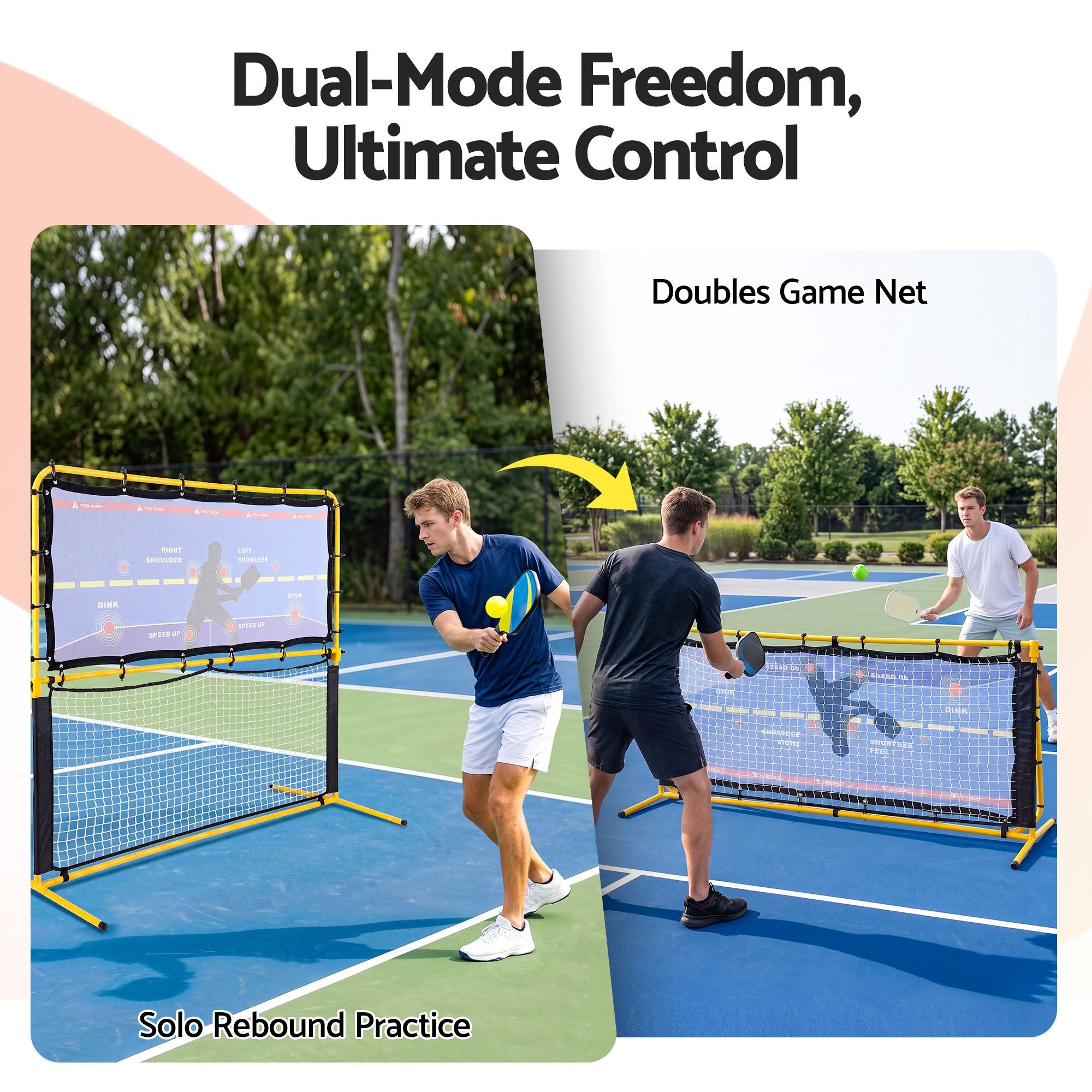 Pickleball Net Rebounder Portable Training Practice 6FT Black Yellow