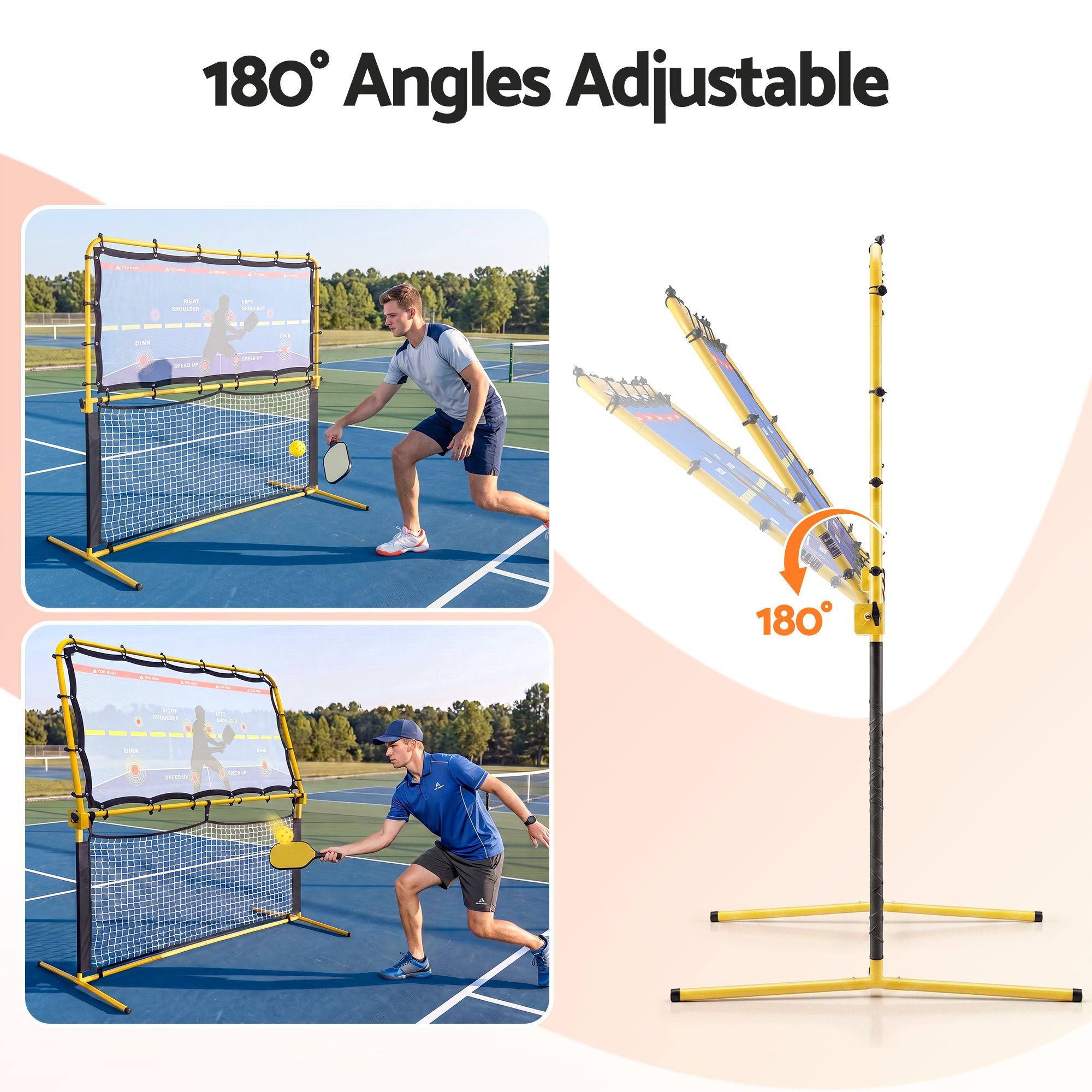 Pickleball Net Rebounder Portable Training Practice 6FT Black Yellow