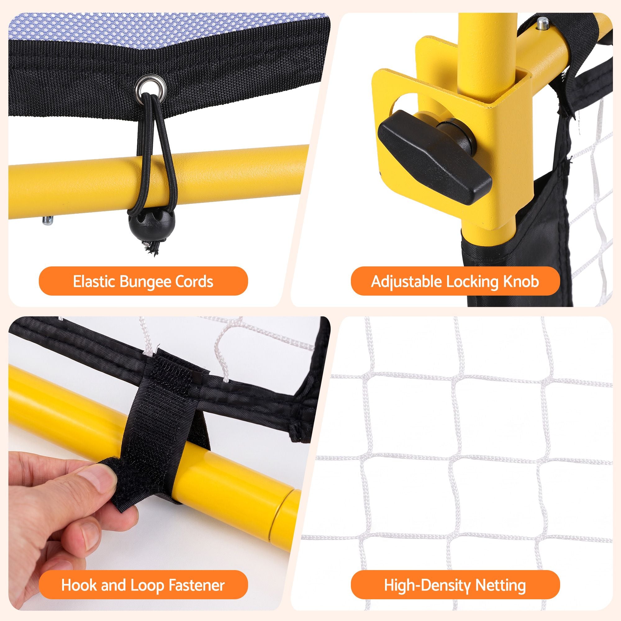 Pickleball Net Rebounder Portable Training Practice 6FT Black Yellow