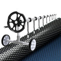 Pool Cover 600 Micron 12x6.4m w/ Roller 6.55m Swimming Pools Black Solar Blanket