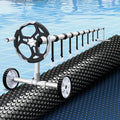 Pool Cover 600 Micron 6.5x3m w/ Roller 5.55m Swimming Pools Black Solar Blanket