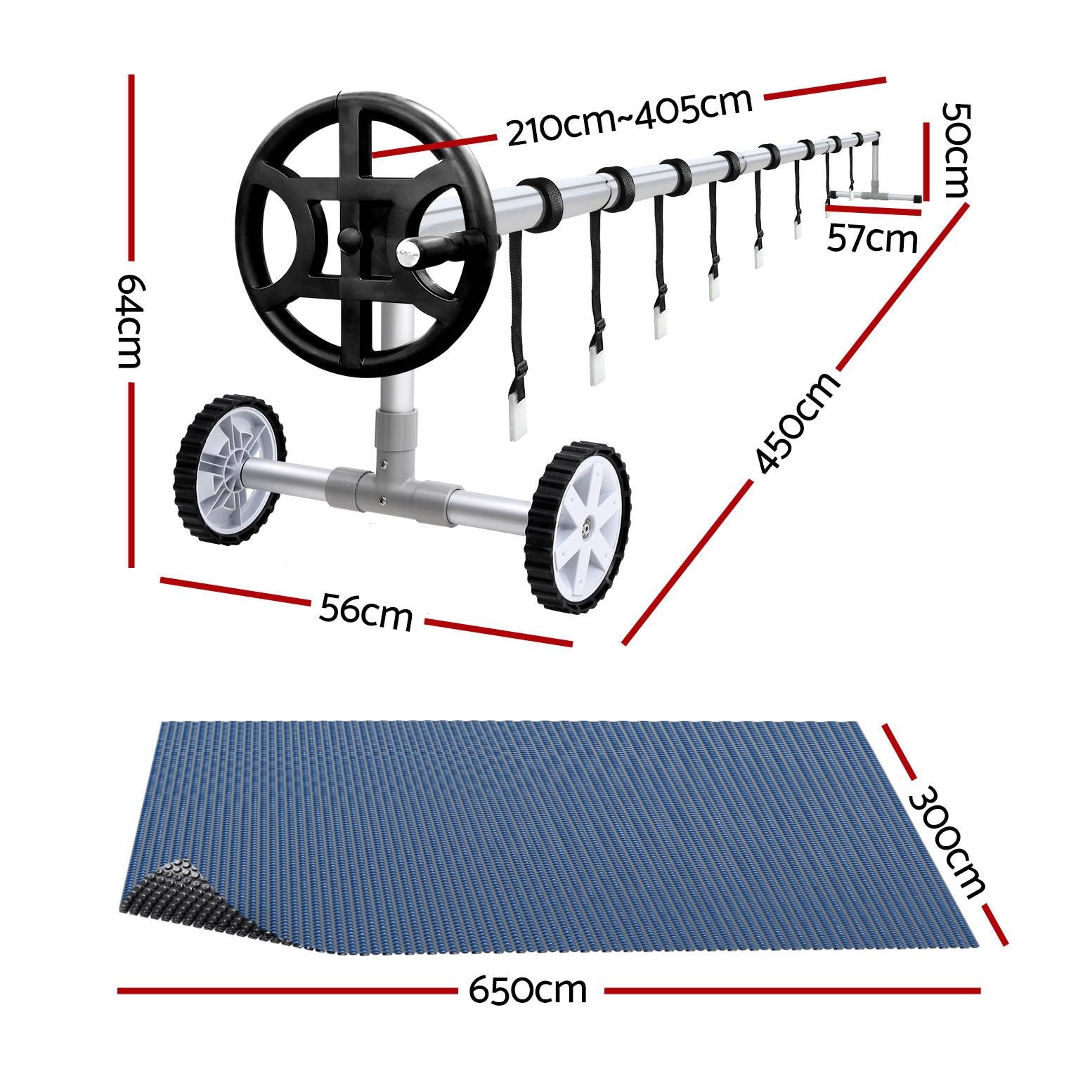 Pool Cover 500 Micron 6.5x3m w/ Roller 4m Swimming Pools Black Solar Blanket