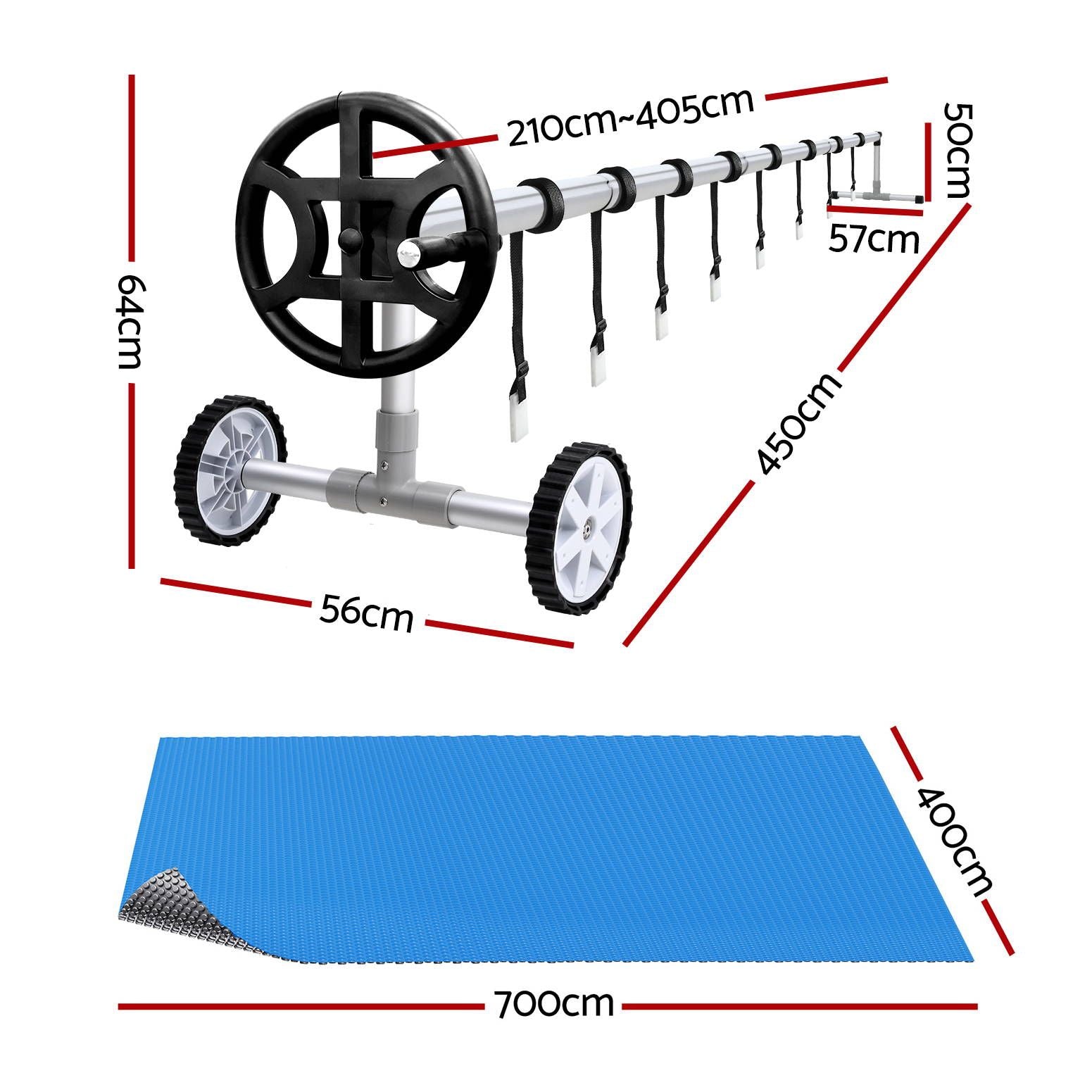 Pool Cover 600 Micron 7x4m w/ Roller 4m Swimming Pools Sliver Solar Blanket