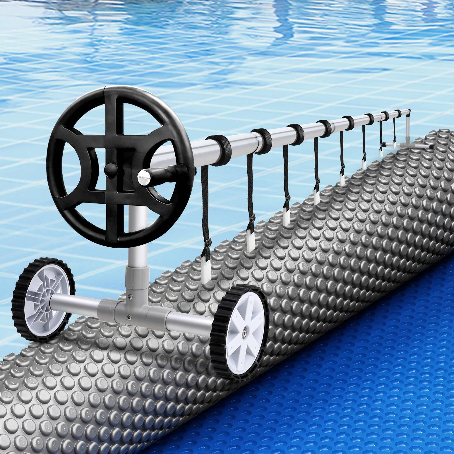 Pool Cover 600 Micron 7x4m w/ Roller 4m Swimming Pools Sliver Solar Blanket