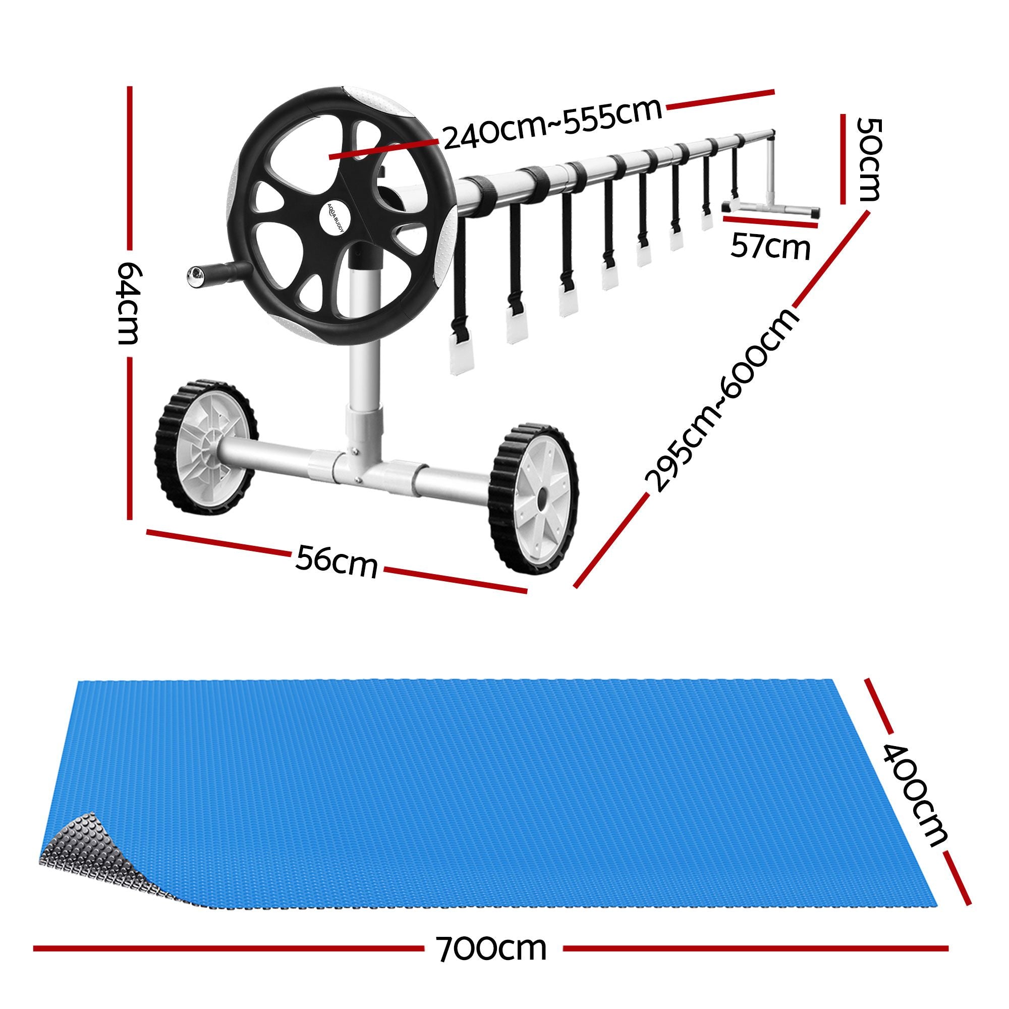 Pool Cover 600 Micron 7x4m w/ Roller 5.55m Swimming Pools Sliver Solar Blanket