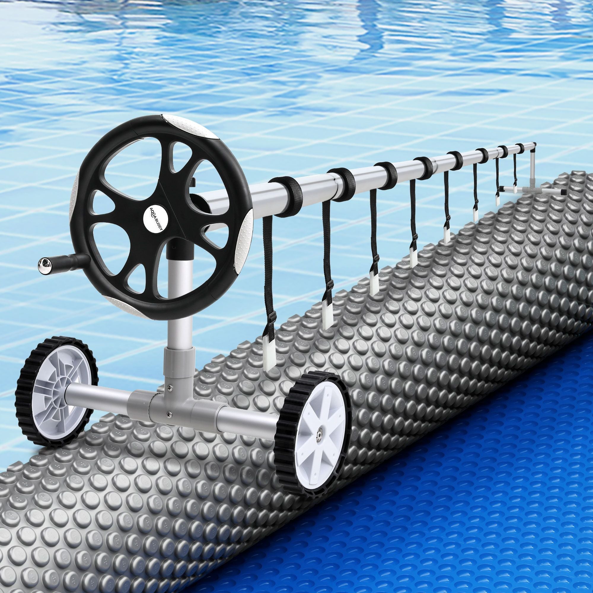 Pool Cover 600 Micron 7x4m w/ Roller 5.55m Swimming Pools Sliver Solar Blanket