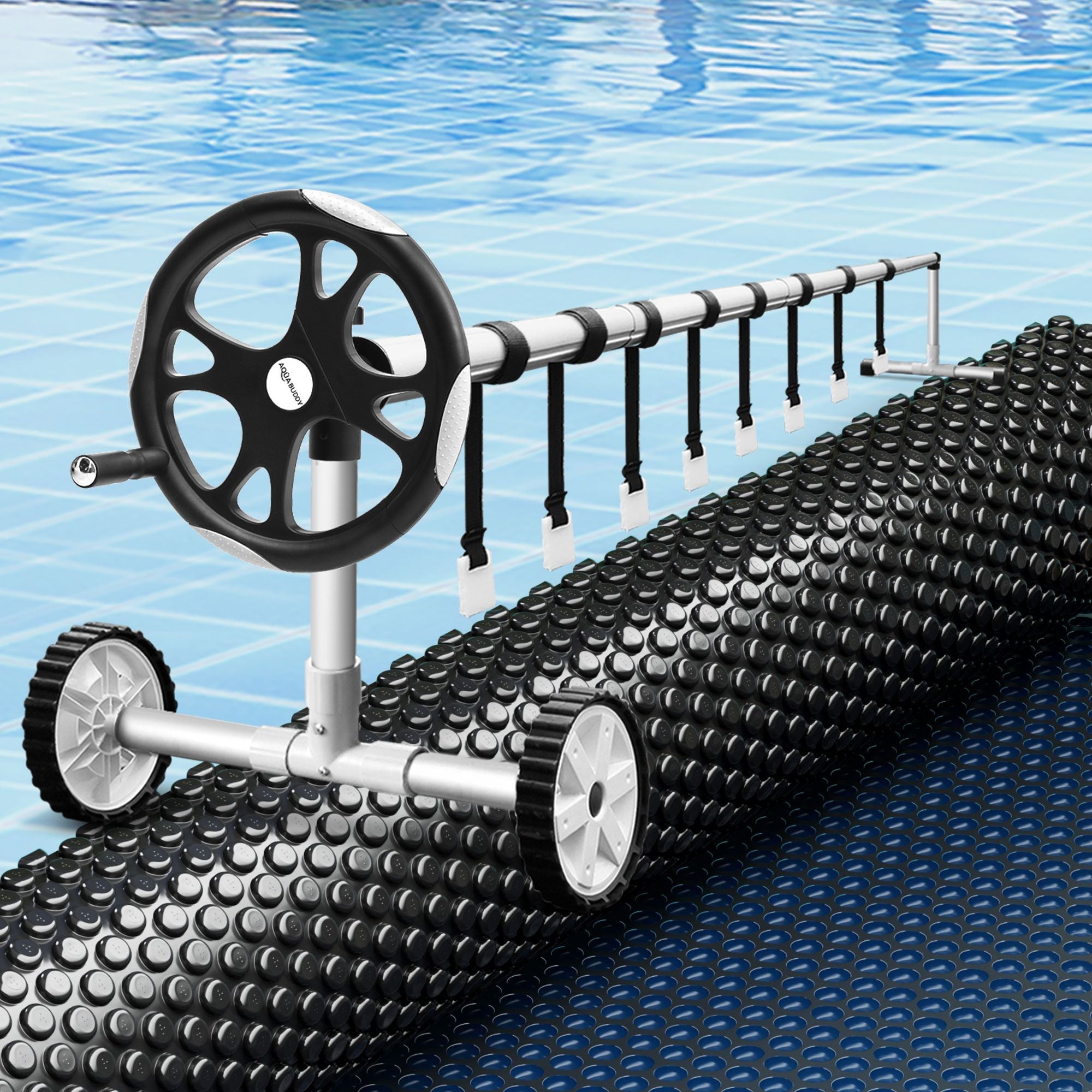 Pool Cover 600 Micron 8x4.2m w/ Roller 5.55m Swimming Pools Black Solar Blanket