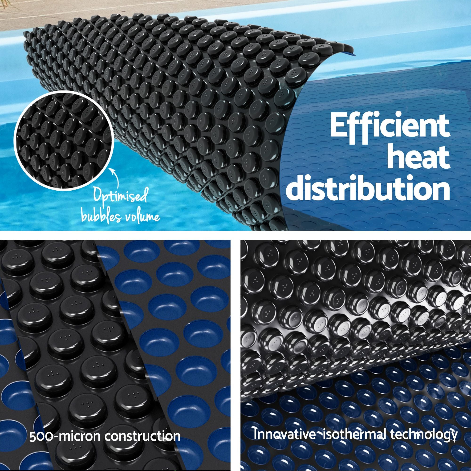 Pool Cover 500 Micron 8.5x4.2m Swimming Pool Solar Blanket Blue Black
