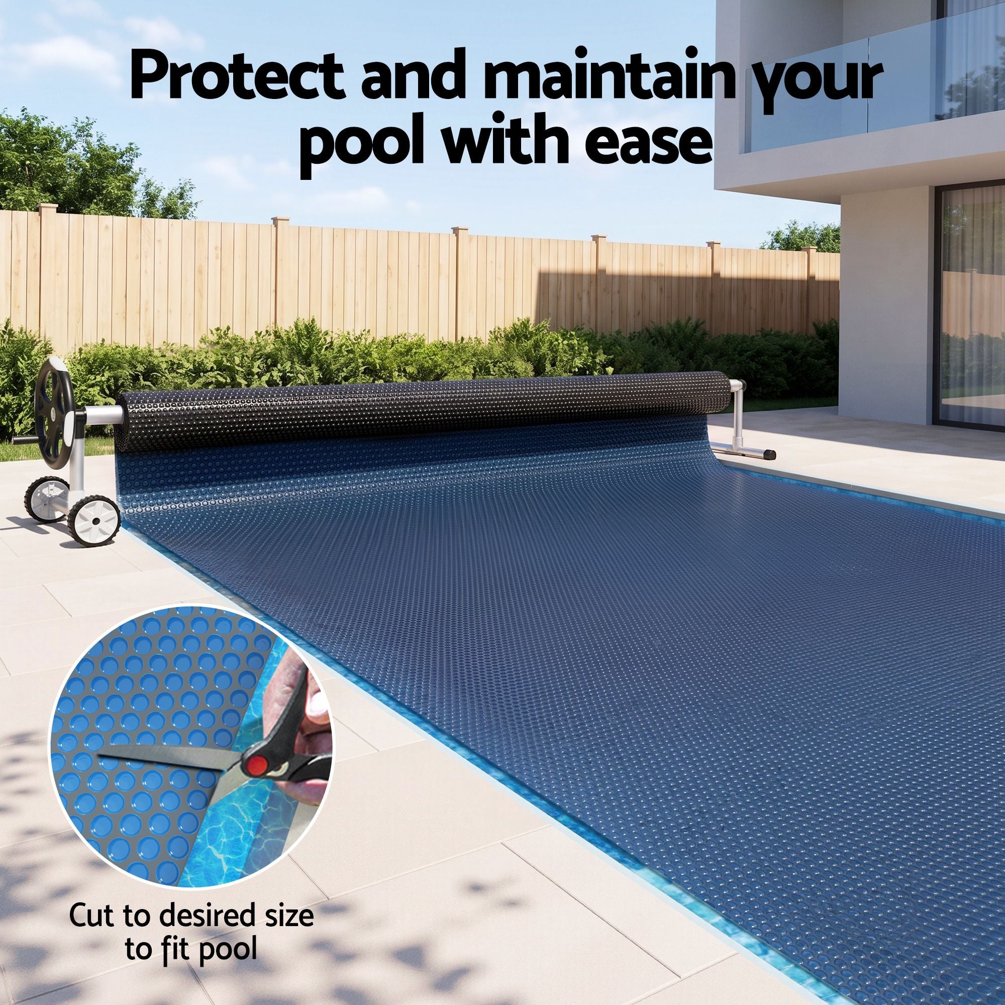 Pool Cover 500 Micron 8.5x4.2m w/ Roller 5.55m Swimming Pools Black Solar Blanket