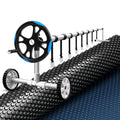 Pool Cover 500 Micron 8.5x4.2m w/ Blue Roller 5.55m Swimming Pools Black Solar Blanket