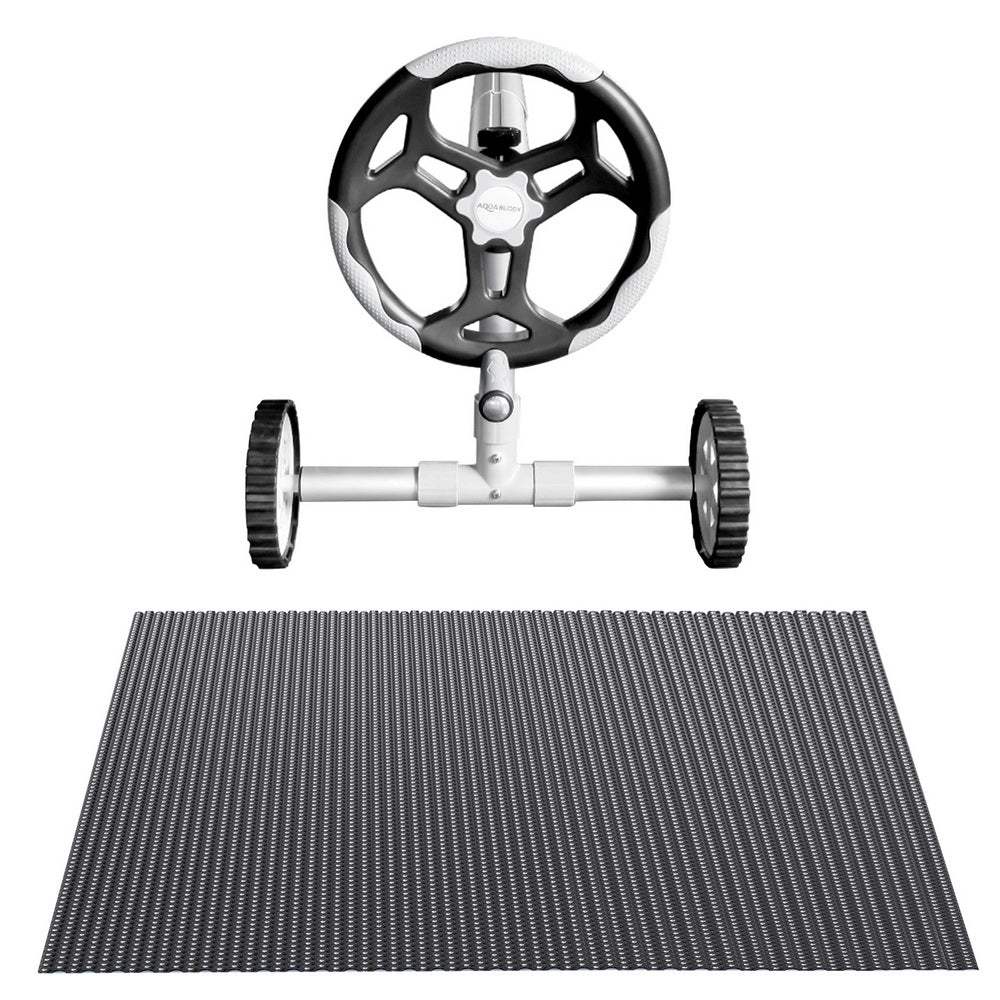 Pool Cover 600 Micron 9.5x5m w/ Roller 5.55m Swimming Pools Black Solar Blanket