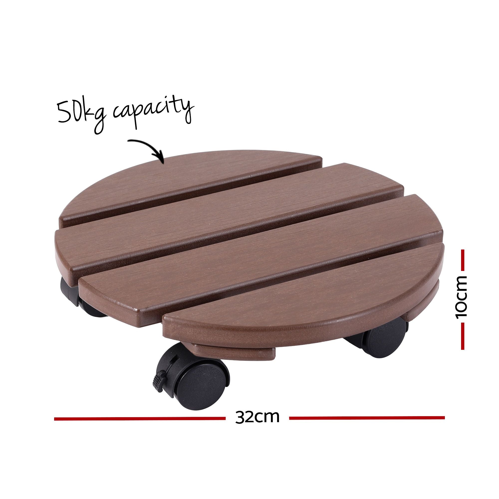 2PC Plant Carts HDPE Plant Caddy With Lockable Wheels Rolling Brown
