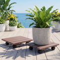 2PC Plant Carts HDPE Plant Caddy With Lockable Wheels Rolling Brown